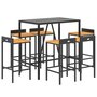 Voir la diapositive 3 : VIDAXL Ensemble de bar jardin 7 pcs noir poly rotin/bois massif acacia