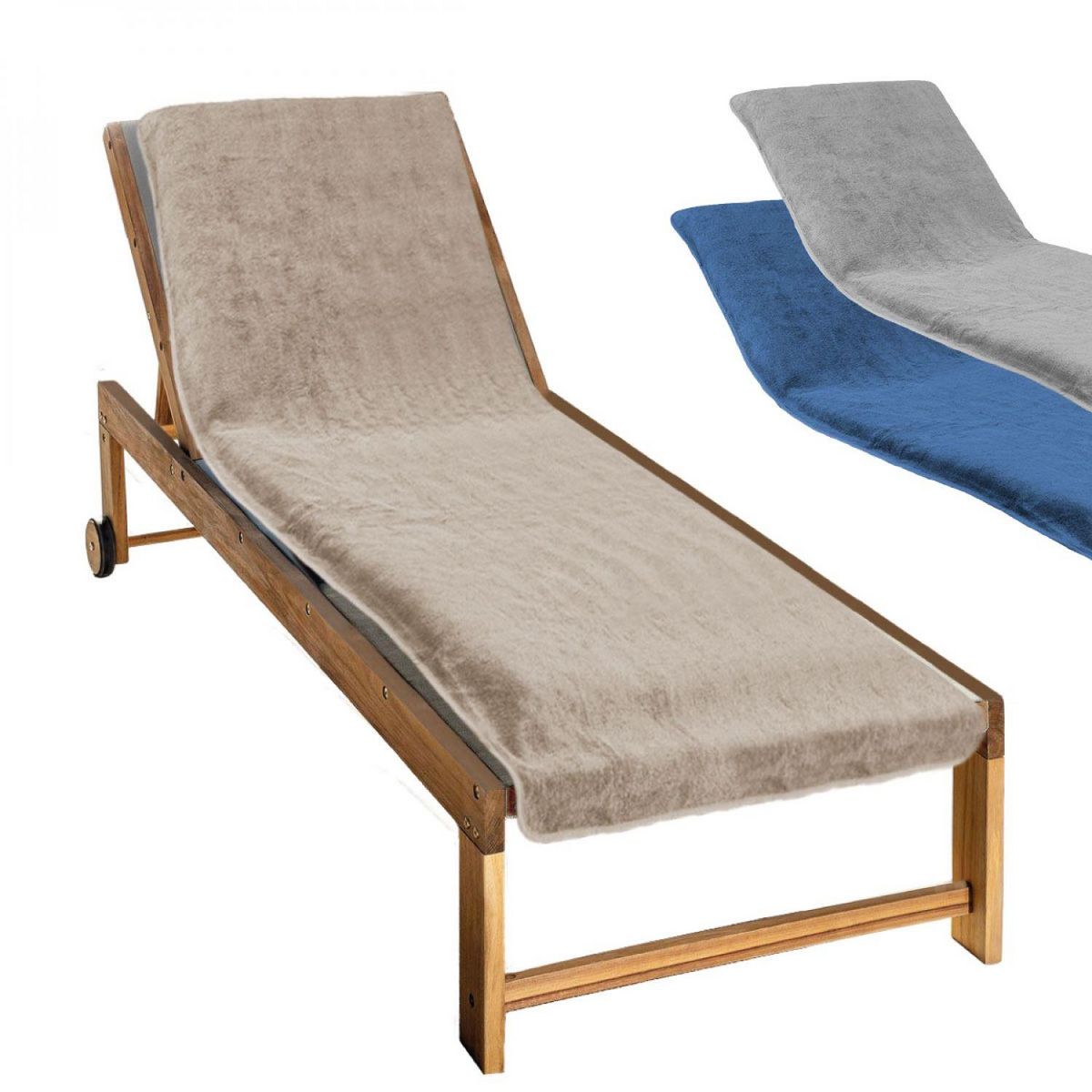 VIVEZEN Serviette de plage à rabat pour transat de bain, 100 % coton - 75 x 200 cm