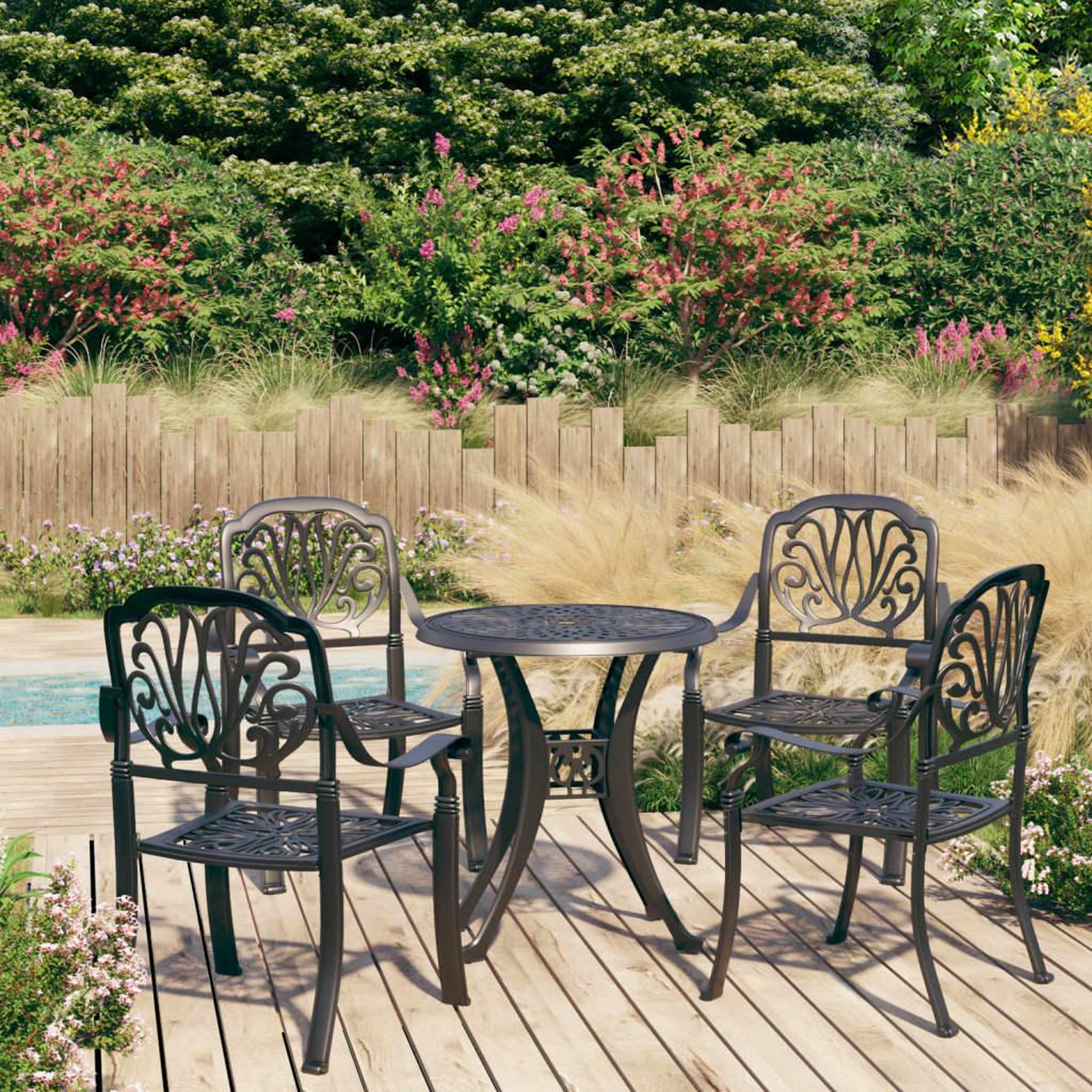VIDAXL Ensemble de bistro 5 pcs Aluminium coule Noir