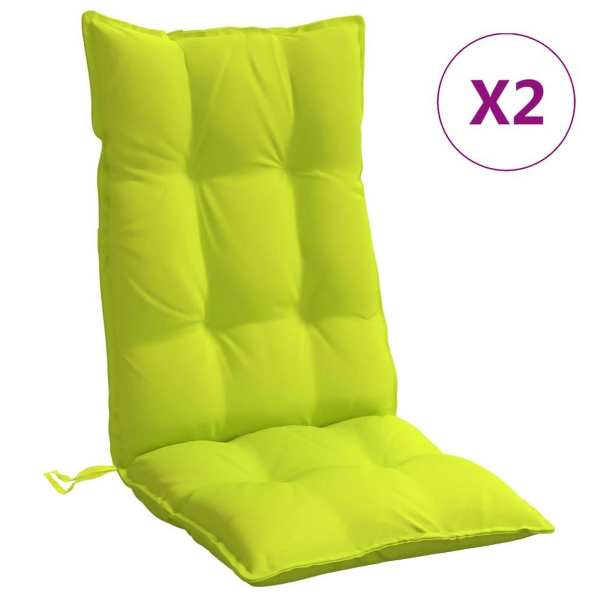 VIDAXL Coussins de chaise a dossier haut lot de 2 vert vif