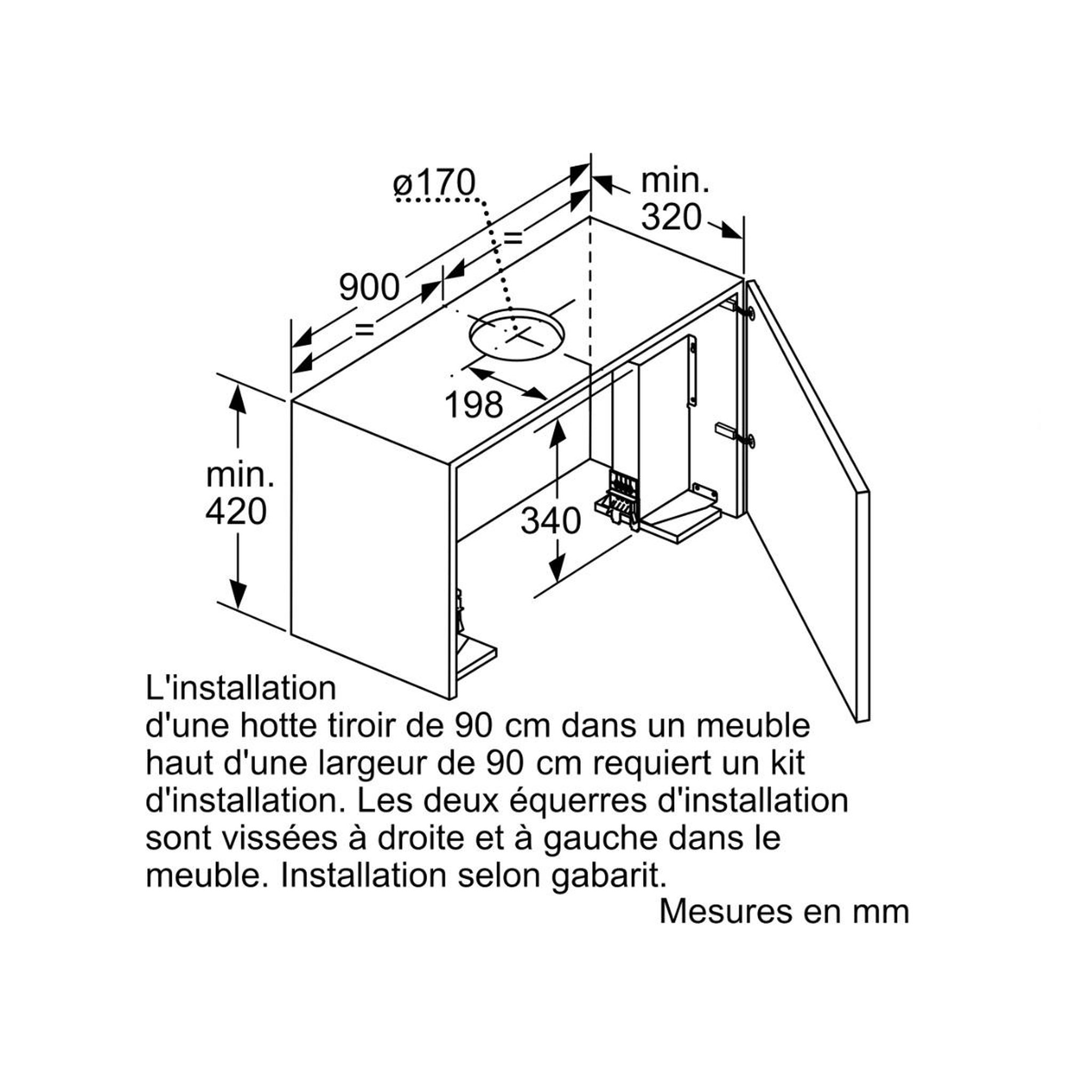 Voir la diapositive 2 : BOSCH Kit de montage pour hotte télescopique 90cm - dsz4920