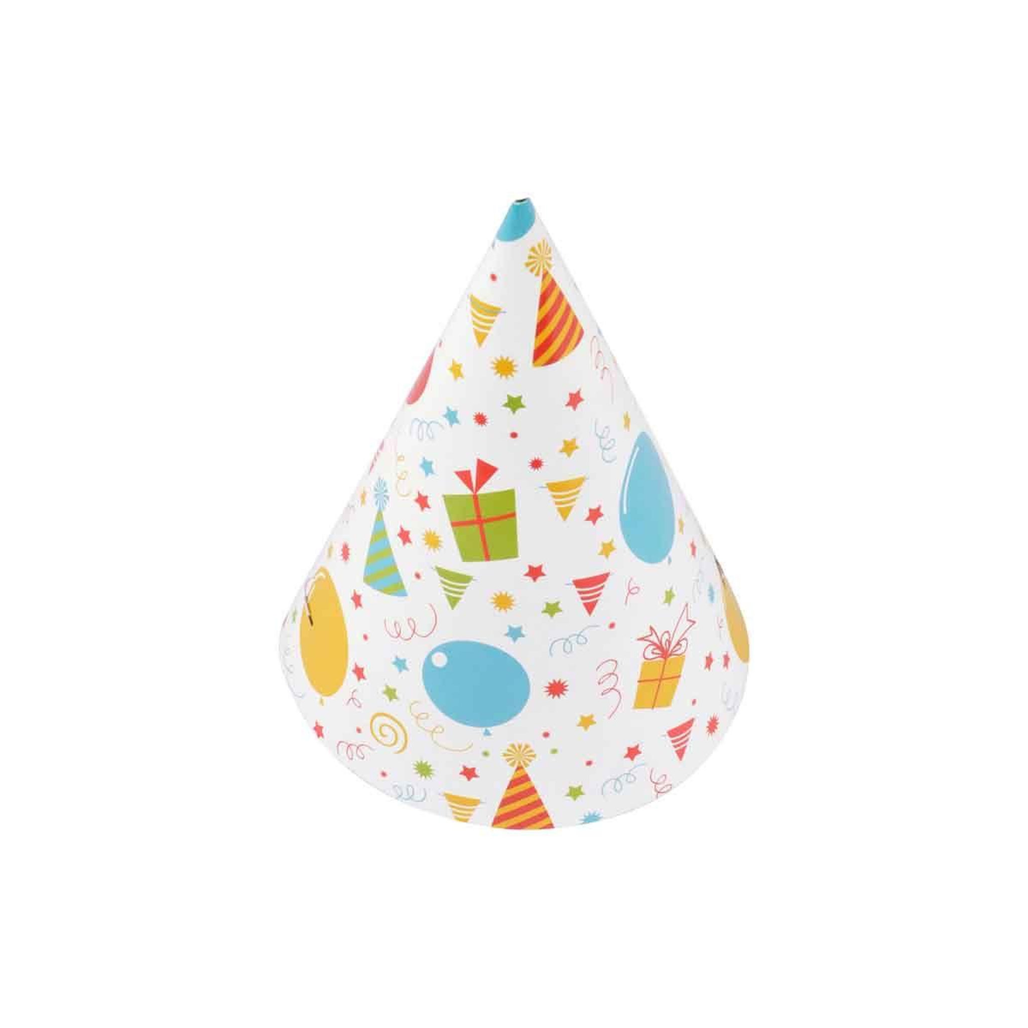 Voir la diapositive 2 : HOMEA Lot de 6 chapeaux en papier  fête  16cm blanc