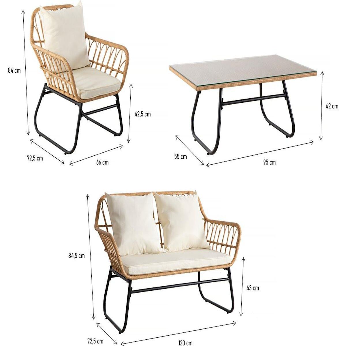 Habitat et Jardin Salon de jardin rotin  Melo  - 4 personnes - Blanc/Marron