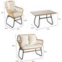 Voir la diapositive 3 : Habitat et Jardin Salon de jardin rotin  Melo  - 4 personnes - Blanc/Marron