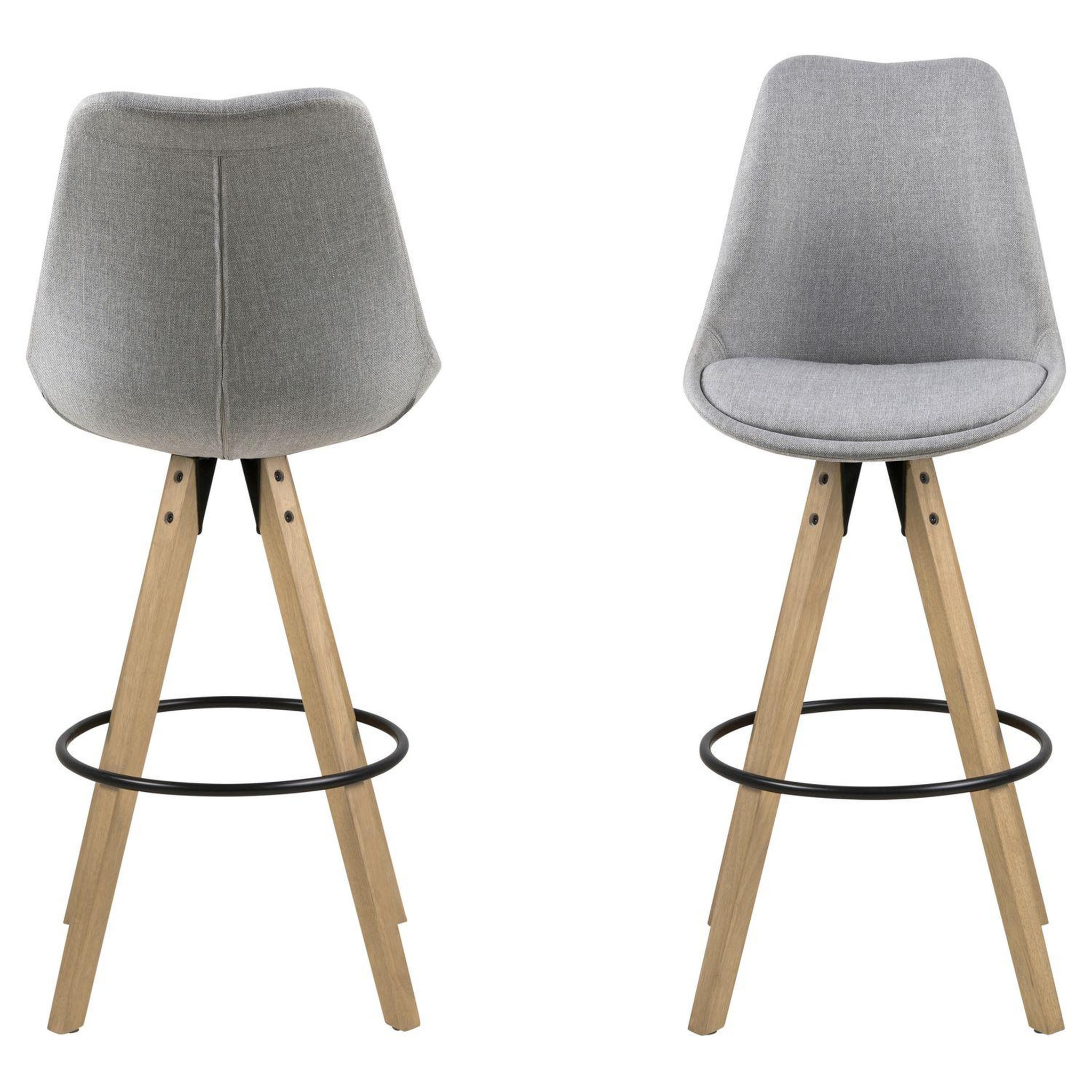 Voir la diapositive 4 : TOILINUX Lot de 2 tabourets de bar en tissu et bois d'hévéa - gris