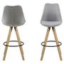 Voir la diapositive 4 : TOILINUX Lot de 2 Tabourets de bar en tissu et bois d'Hévéa - Gris