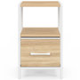 Voir la diapositive 3 : ID MARKET Lot de 2 tables de chevet UTAH 1 tiroir et 1 niche bois et blanc