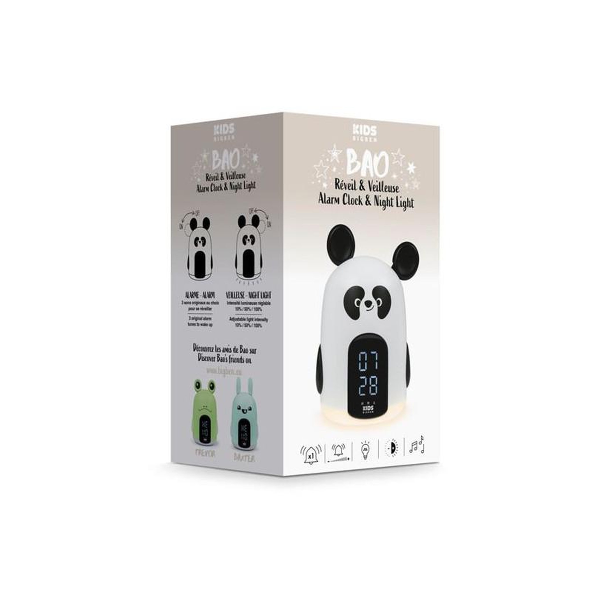 Bigben Jeu éducatif et électronique BigBen Réveil Veilleuse Forme Panda Bao Blanc et Noir