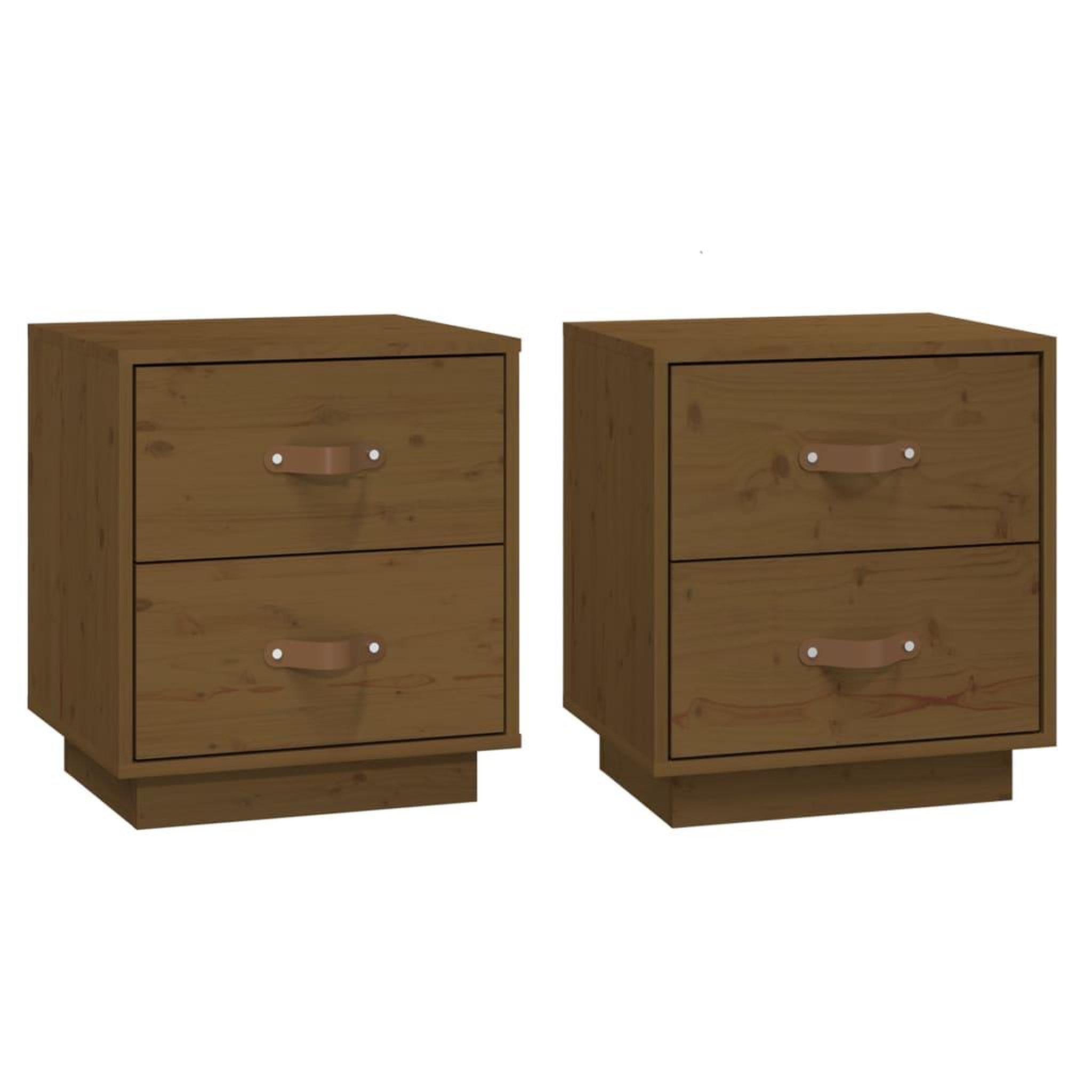 Voir la diapositive 2 : VIDAXL Tables de chevet 2 pcs Marron miel 40x34x45 cm Bois pin massif