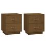 Voir la diapositive 2 : VIDAXL Tables de chevet 2 pcs Marron miel 40x34x45 cm Bois pin massif