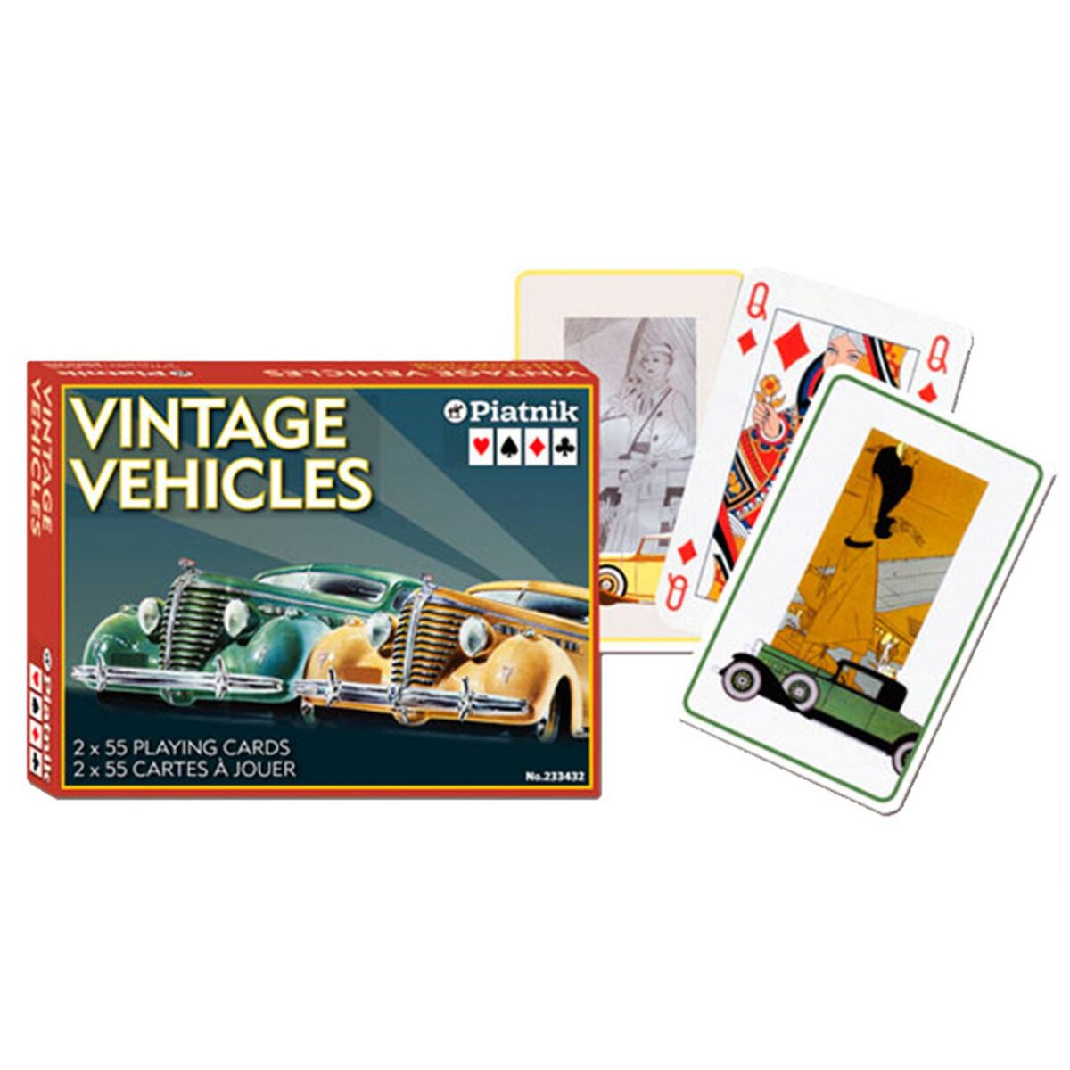 Piatnik Set de 2 jeux de 55 cartes : Vintage Vehicules