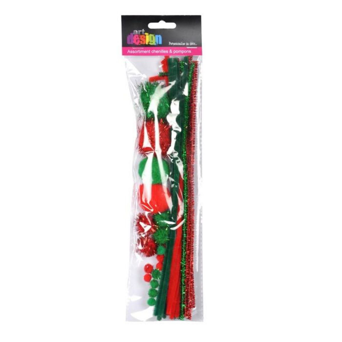 Paris Prix Assortiment de Chenilles  Pompons  Rouge & Vert