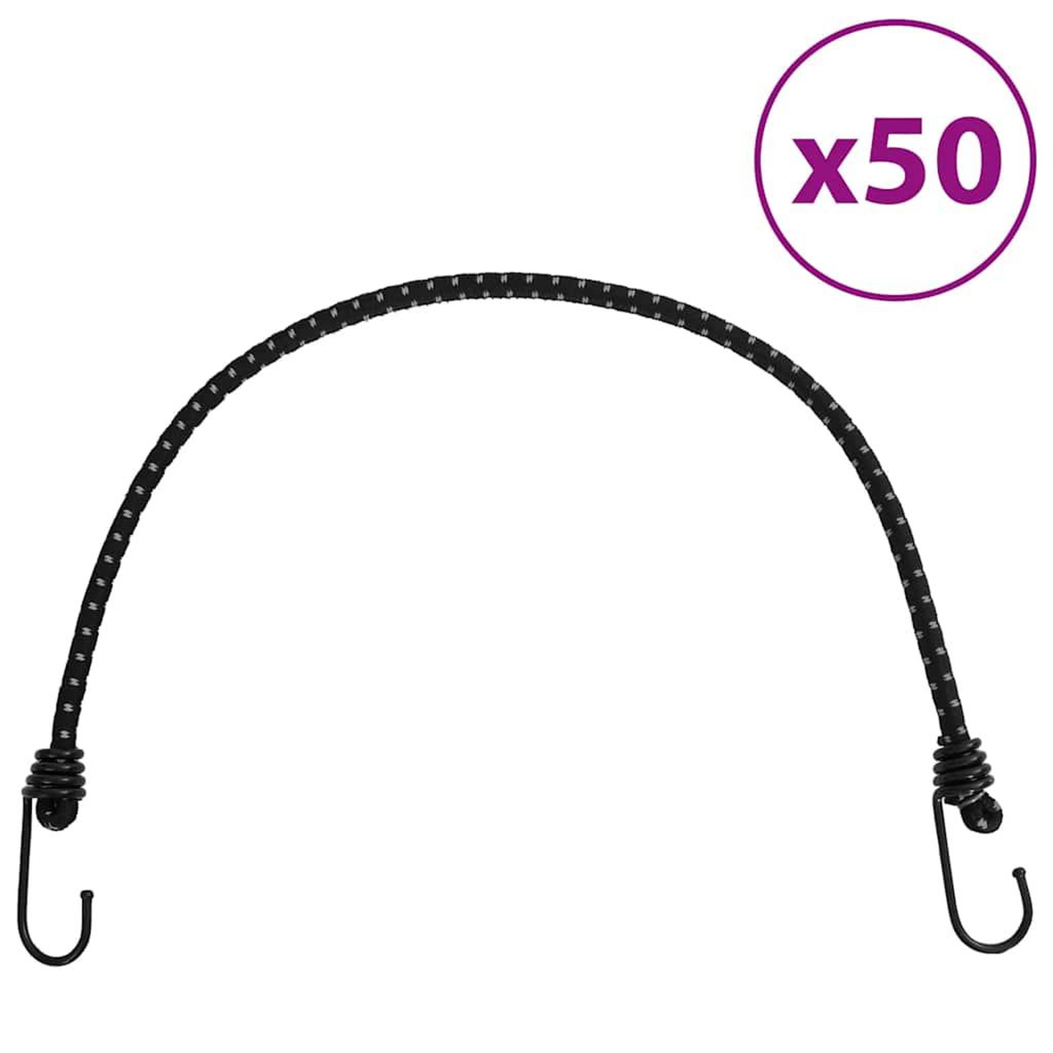 VIDAXL Cordes elastiques avec bandes reflechissantes et crochets 50pcs