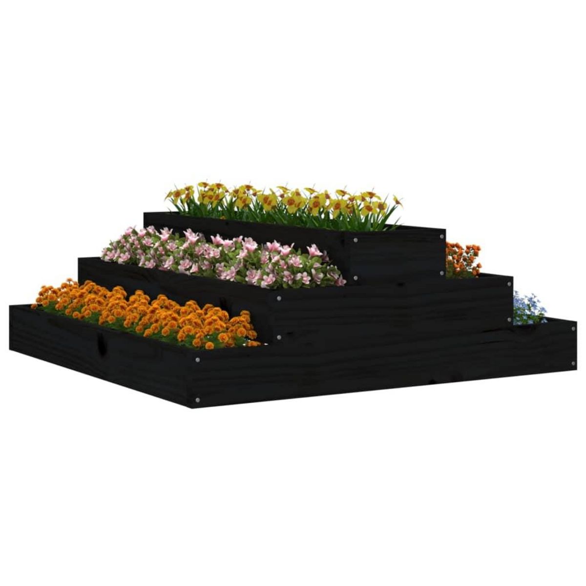 VIDAXL Jardiniere Noir 80x80x27 cm Bois massif de pin