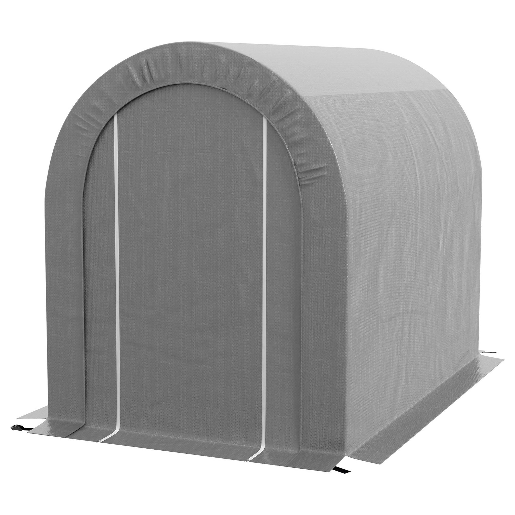 Voir la diapositive 4 : OUTSUNNY Abri de jardin rangement extérieur dim. 239L x 159l x 190H cm - porte zippée - acier galvanisé PE gris