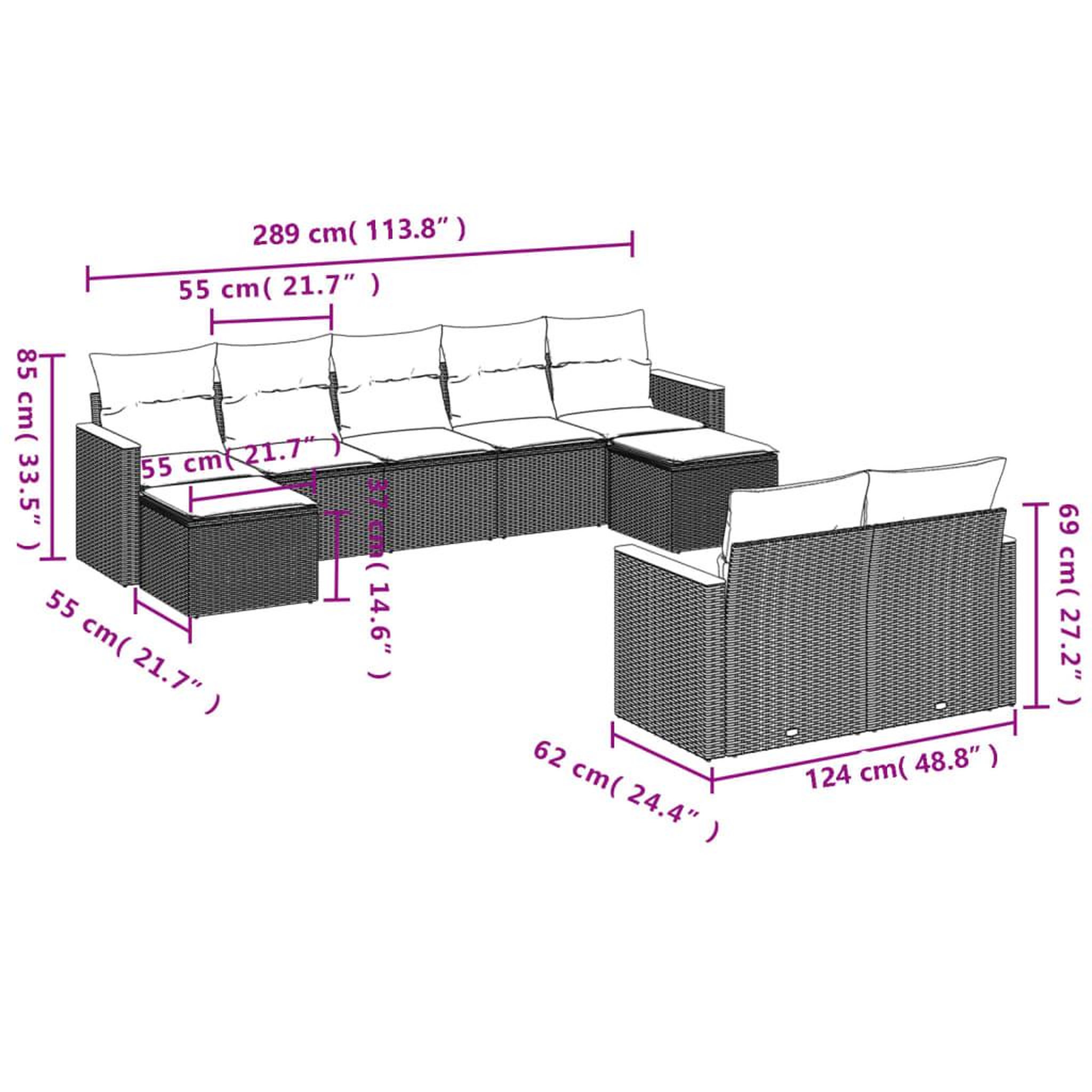 Voir la diapositive 3 : VIDAXL Salon de jardin 9 pcs avec coussins noir resine tressee