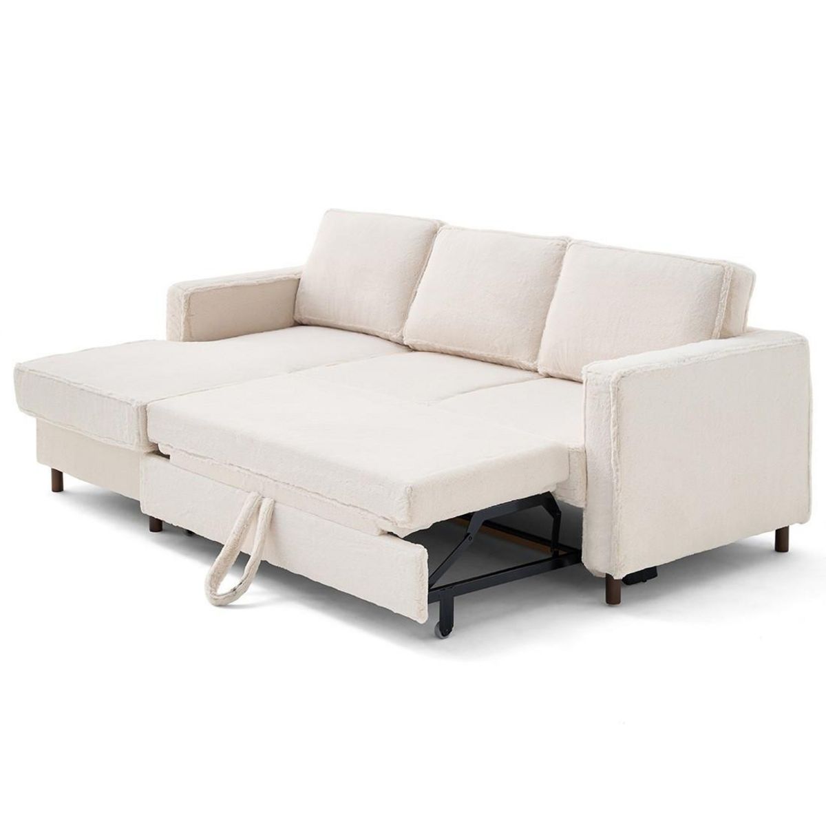 LISA DESIGN Jake - canapé d'angle gauche 4 places convertible avec coffre en fausse fourrure