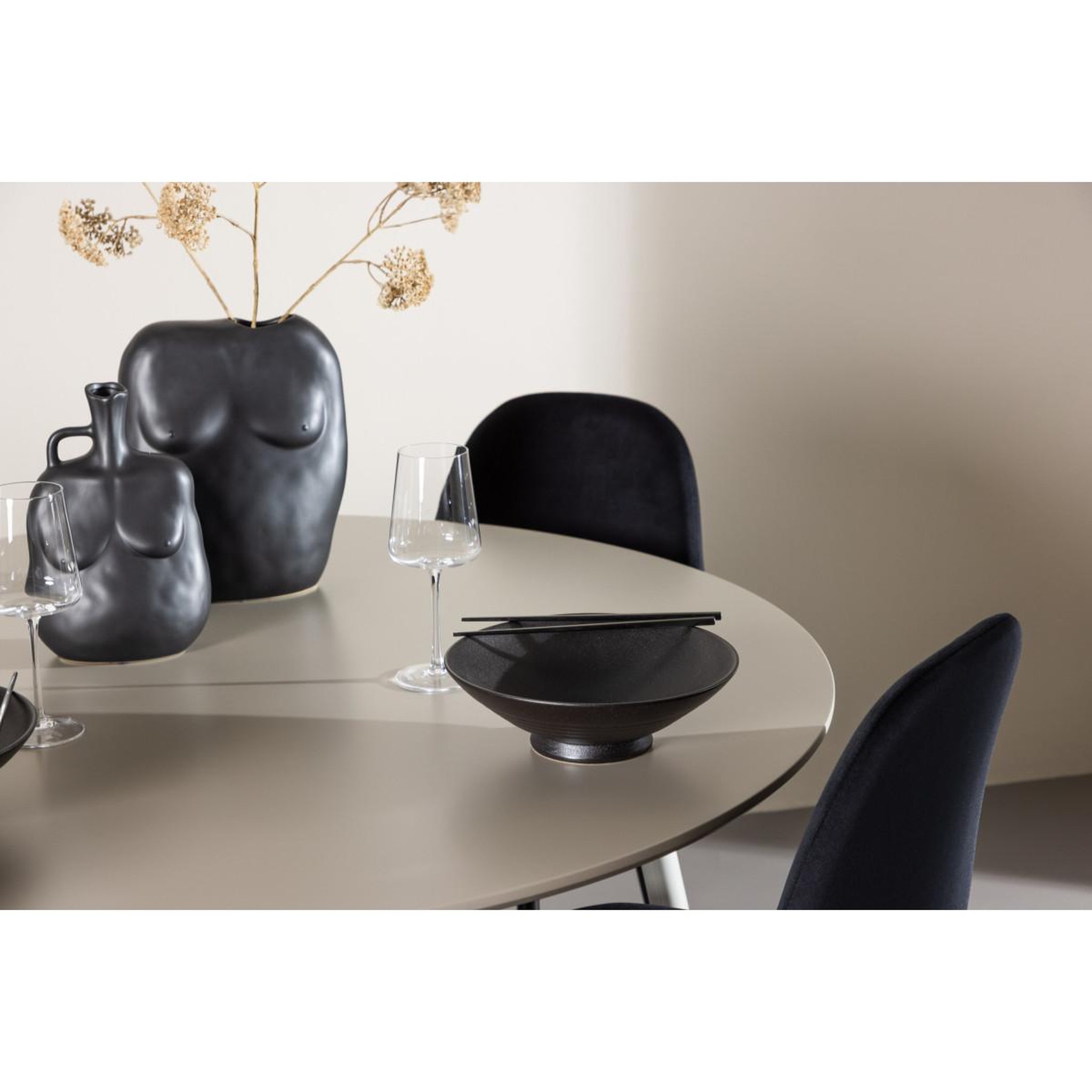 Voir la diapositive 5 : Paris Prix Ensemble table à manger & 4 chaises  plaza & polar  120cm beige & noir