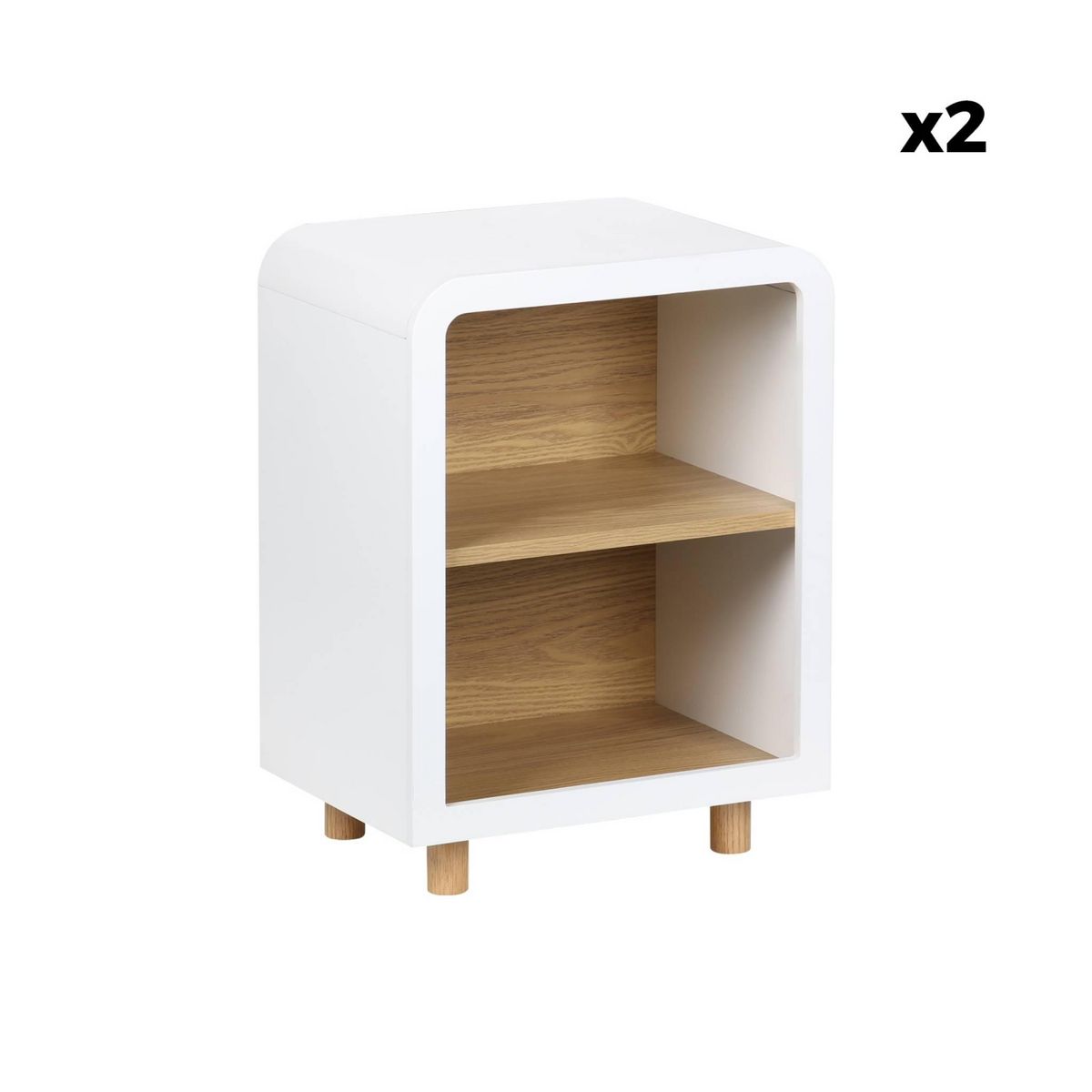 SWEEEK Lot de 2 tables de chevet effet bois 2 niches