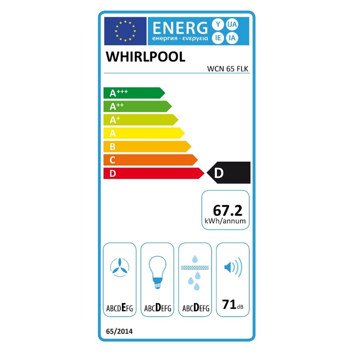 Whirlpool Hotte visière 60cm 270m3/h noir - WCN65FLK