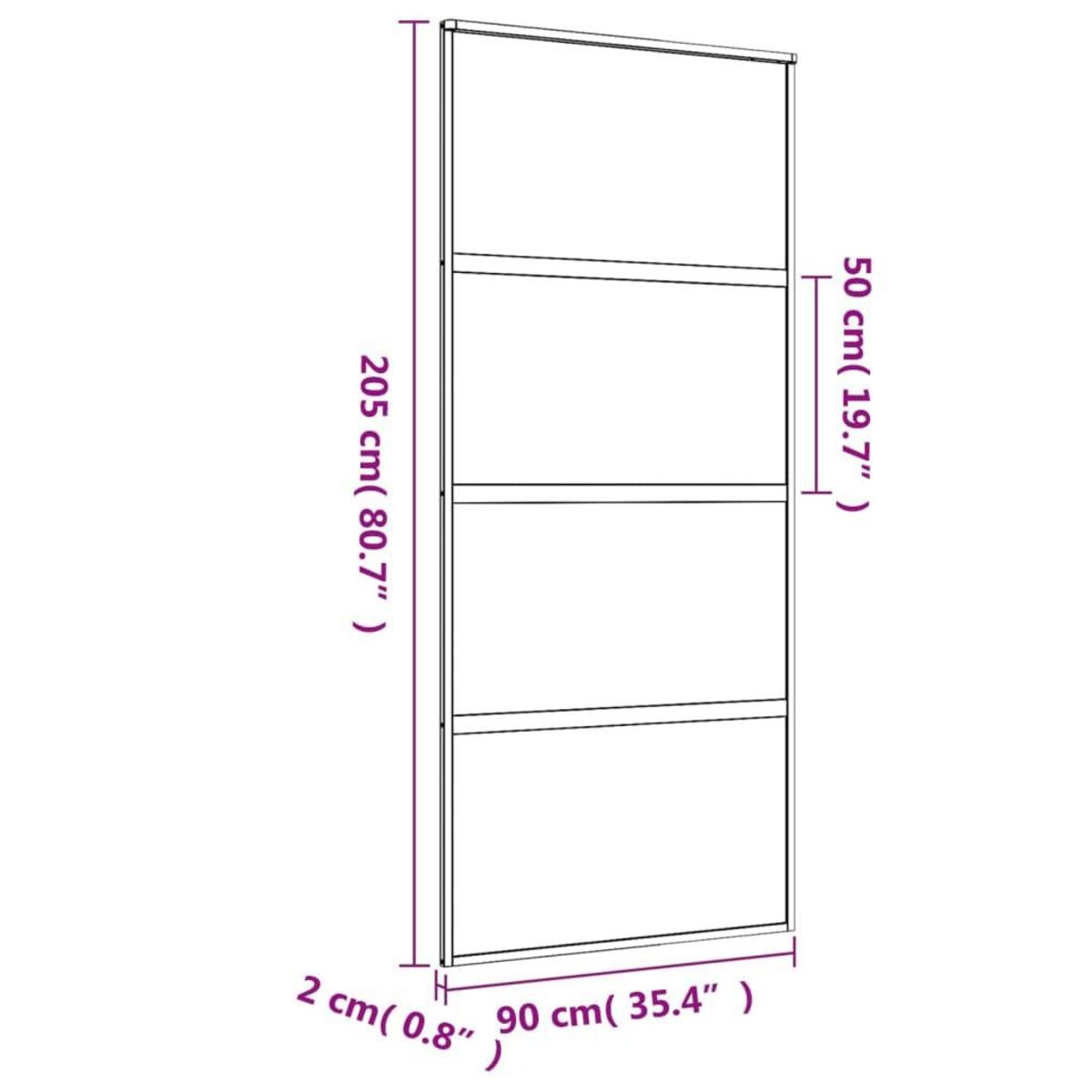 VIDAXL Porte coulissante dore 90x205 cm verre ESG clair et aluminium