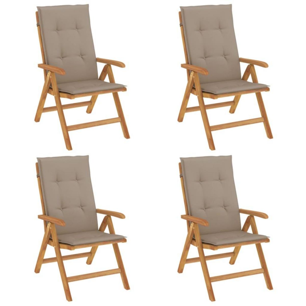 VIDAXL Chaises de jardin inclinables lot de 4 et coussins bois teck