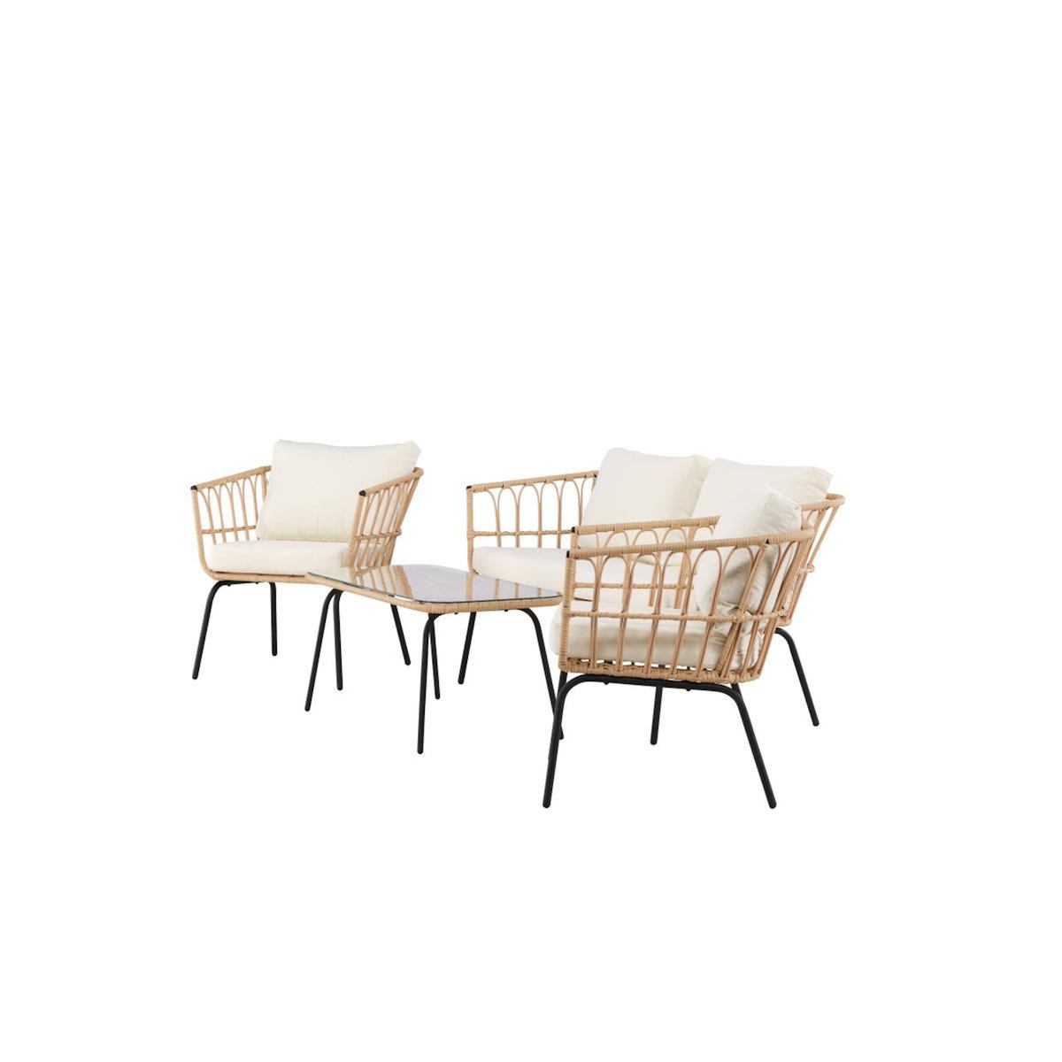 Paris Prix Salon de Jardin 4 Places en Rotin  Ortigia  142cm Naturel