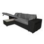 Voir la diapositive 9 : Canapé d'angle convertible avec coffre 3 places + 2 poufs à droite et étagère à gauche MACHA