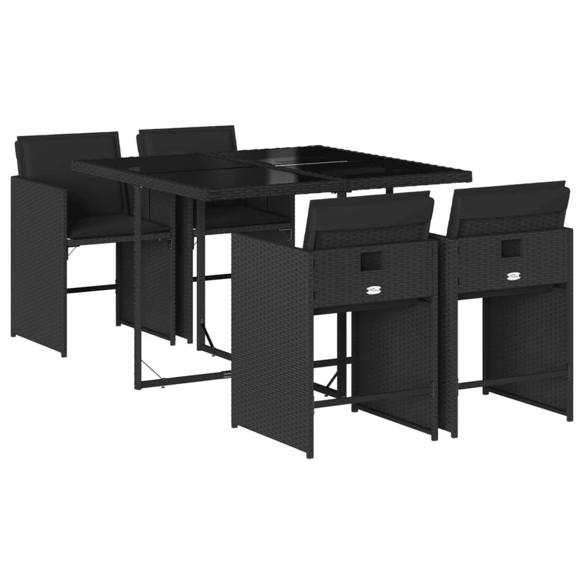 Voir la diapositive 2 : VIDAXL Ensemble a manger de jardin coussins 5pcs Noir Resine tressee