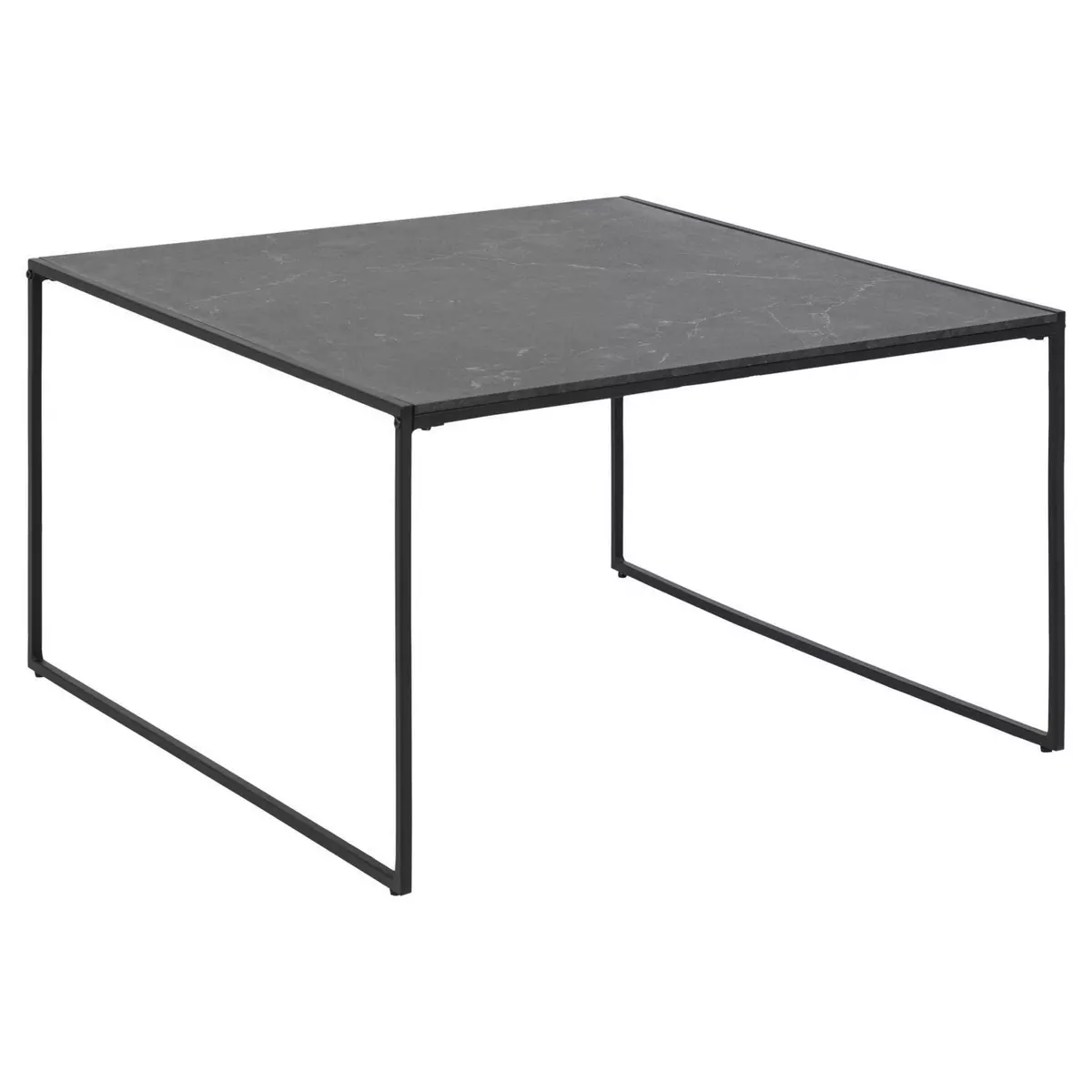 TOILINUX Table basse carré en mélaminé et métal - L.80 cm x H. 48 cm - Noir