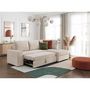 Voir la diapositive 6 : LOUNGITUDE Canapé d'angle droit 3 places convertible ADEN avec coffre en velours côtelé - Beige - L246 x P174 x H96cm - LOUNGITUDE