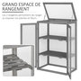 Voir la diapositive 6 : OUTSUNNY Mini serre de jardin 3 niveaux dim. 76L x 47l x 110H cm double porte toit ouvrant bois sapin lasuré gris polycarbonate