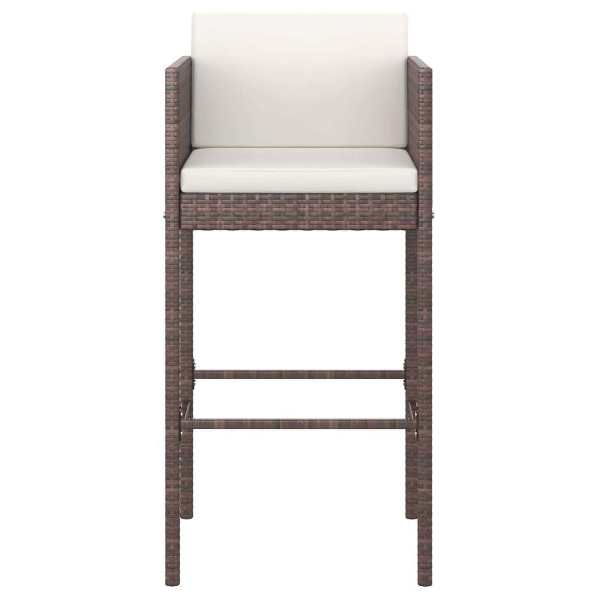 Voir la diapositive 4 : VIDAXL Ensemble bar de jardin 5 pcs et coussins Resine tressee Marron