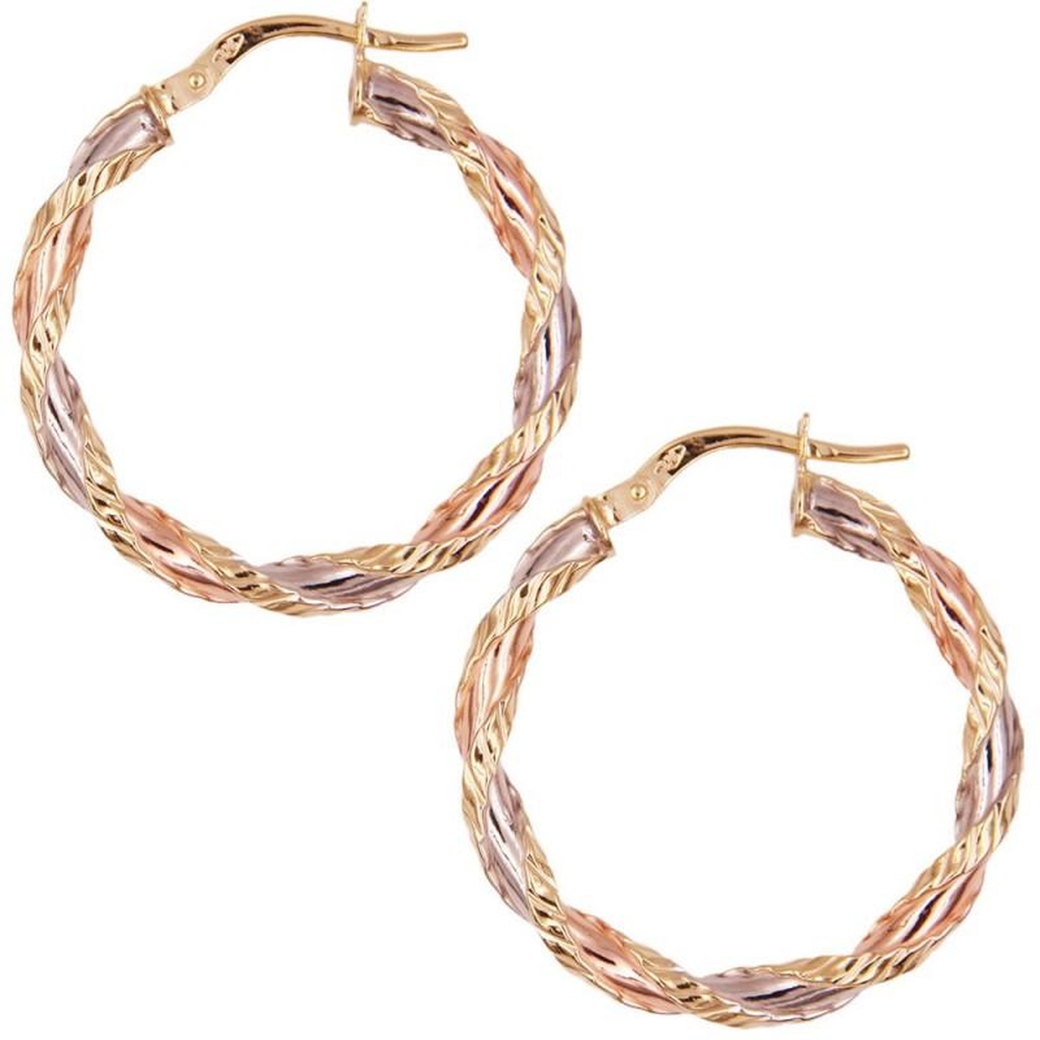 Voir la diapositive 1 : L'ATELIER D'AZUR Boucles d'Oreilles Créoles - Or Tricolore - Femme