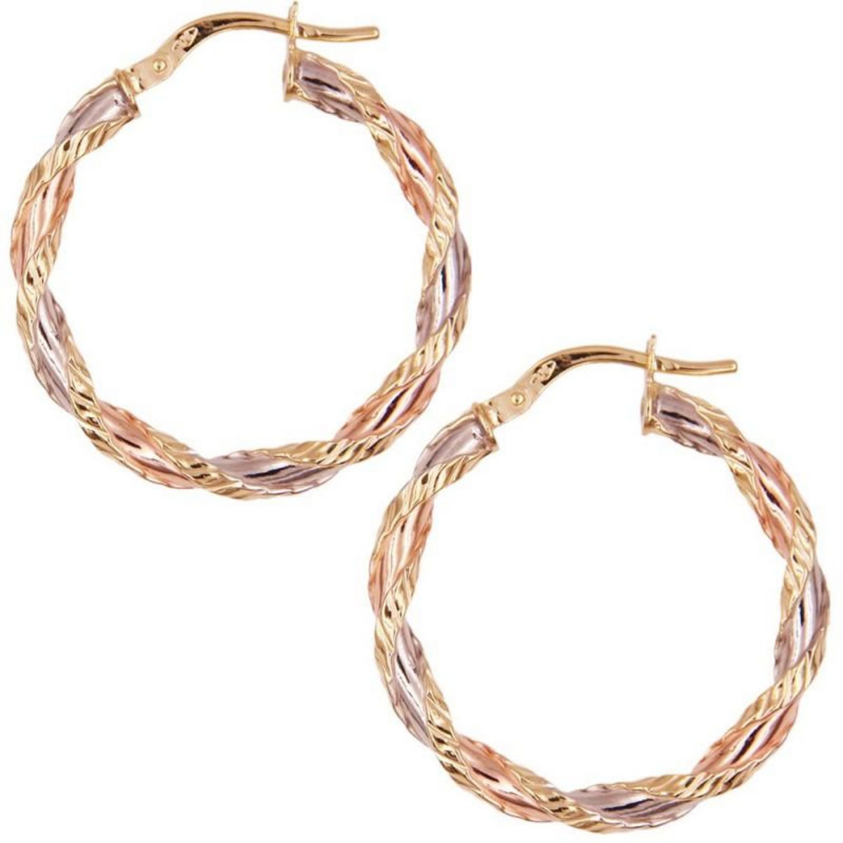 L'ATELIER D'AZUR Boucles d'Oreilles Créoles - Or Tricolore - Femme