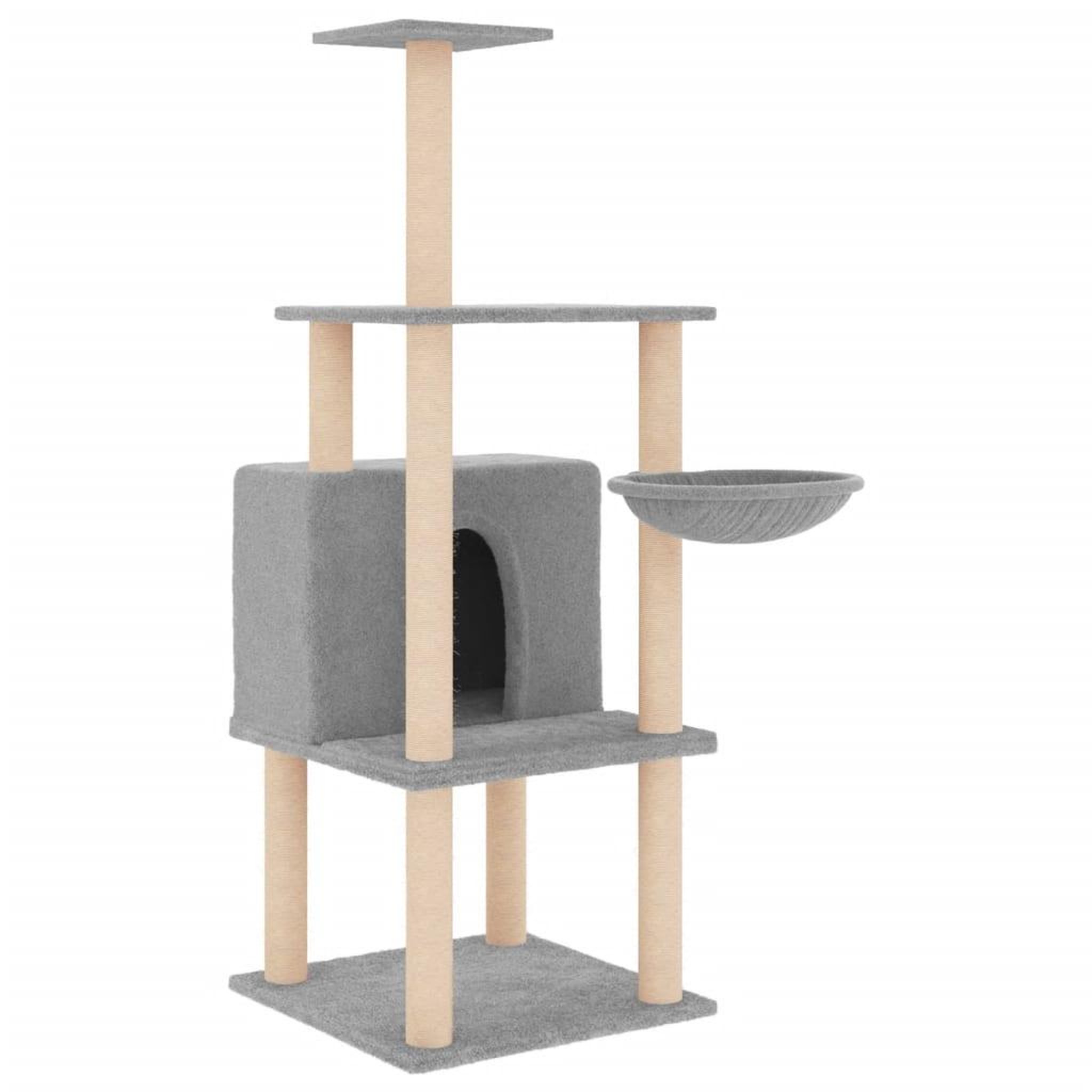 Voir la diapositive 2 : VIDAXL Arbre a chat avec griffoirs en sisal gris clair 132 cm
