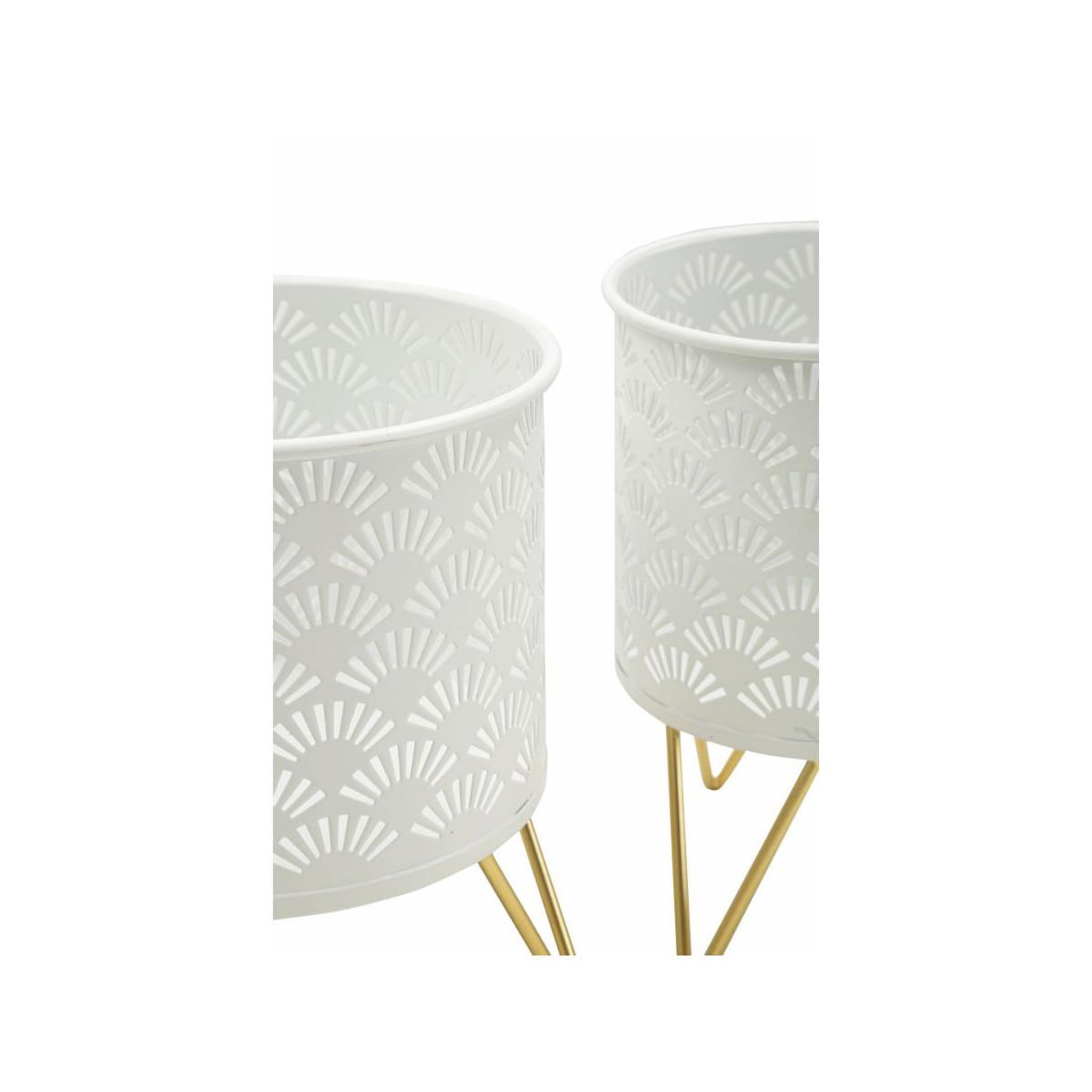 Voir la diapositive 3 : Paris Prix Lot de 2 cache-pots design  carly  20cm blanc & or