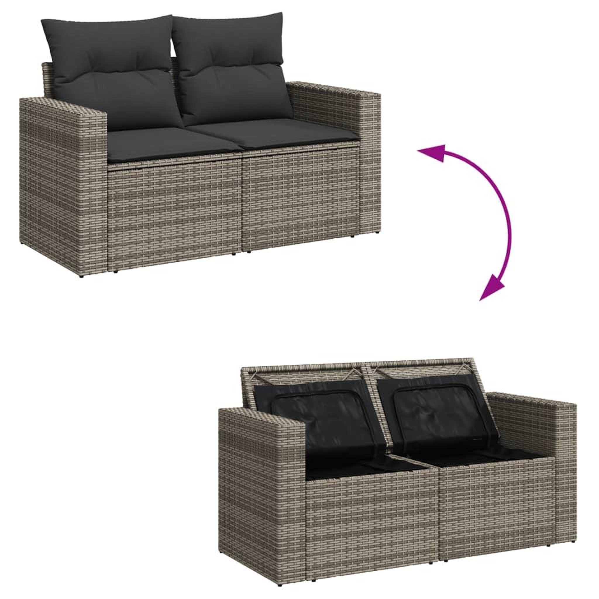 Voir la diapositive 5 : VIDAXL Salon de jardin 5 pcs avec coussins gris resine tressee