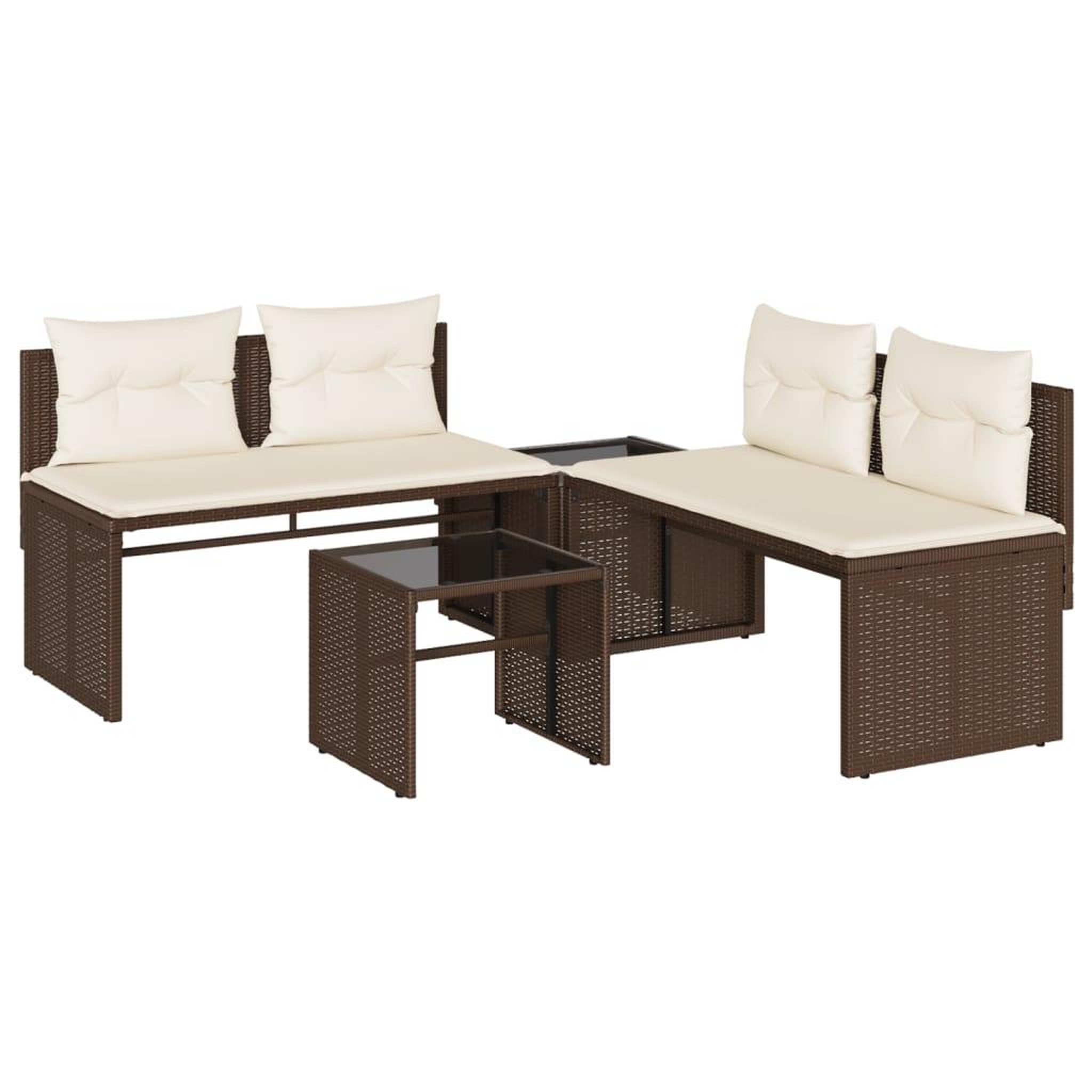 Voir la diapositive 2 : VIDAXL Salon de jardin 4 pcs avec coussins marron resine tressee