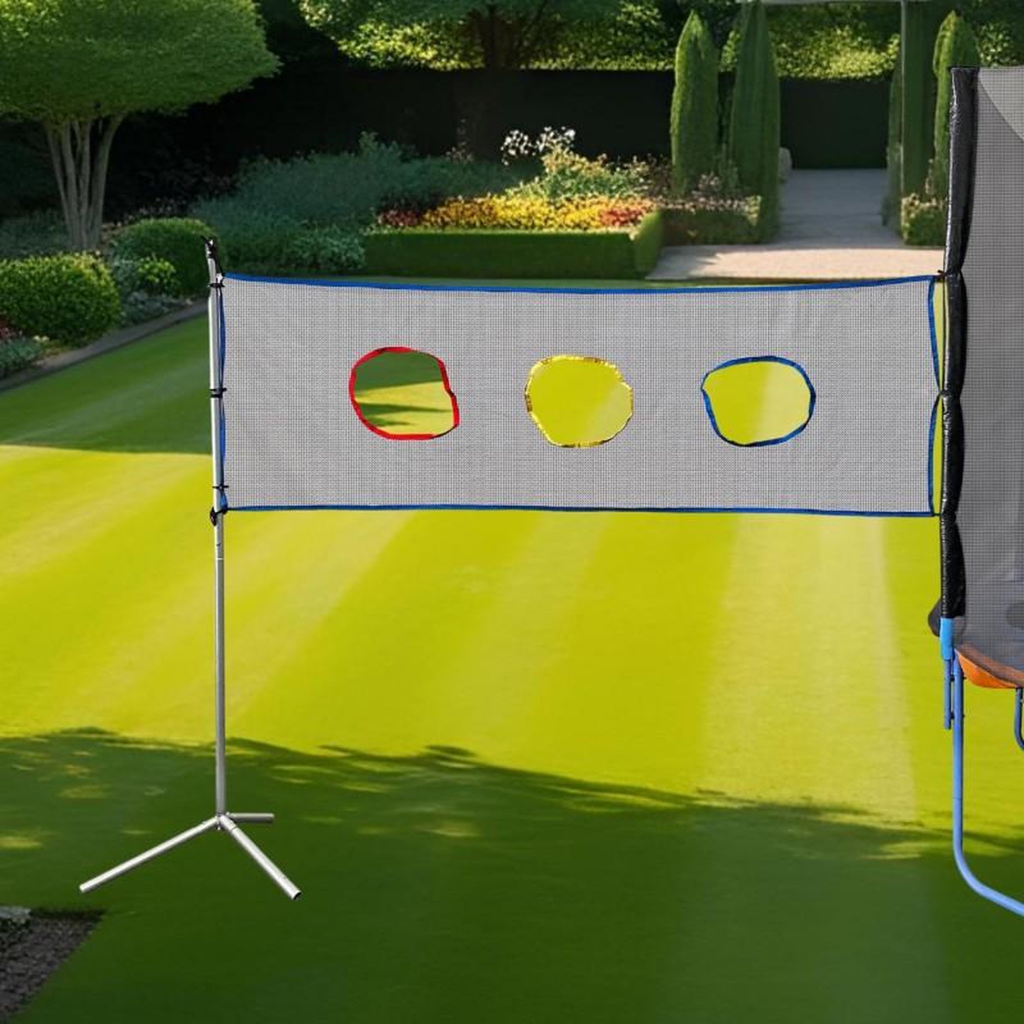 Voir la diapositive 2 : JUMP4FUN Filet Multi-Jeux Universel - Compatible avec Tous Trampolines -76x250 cm