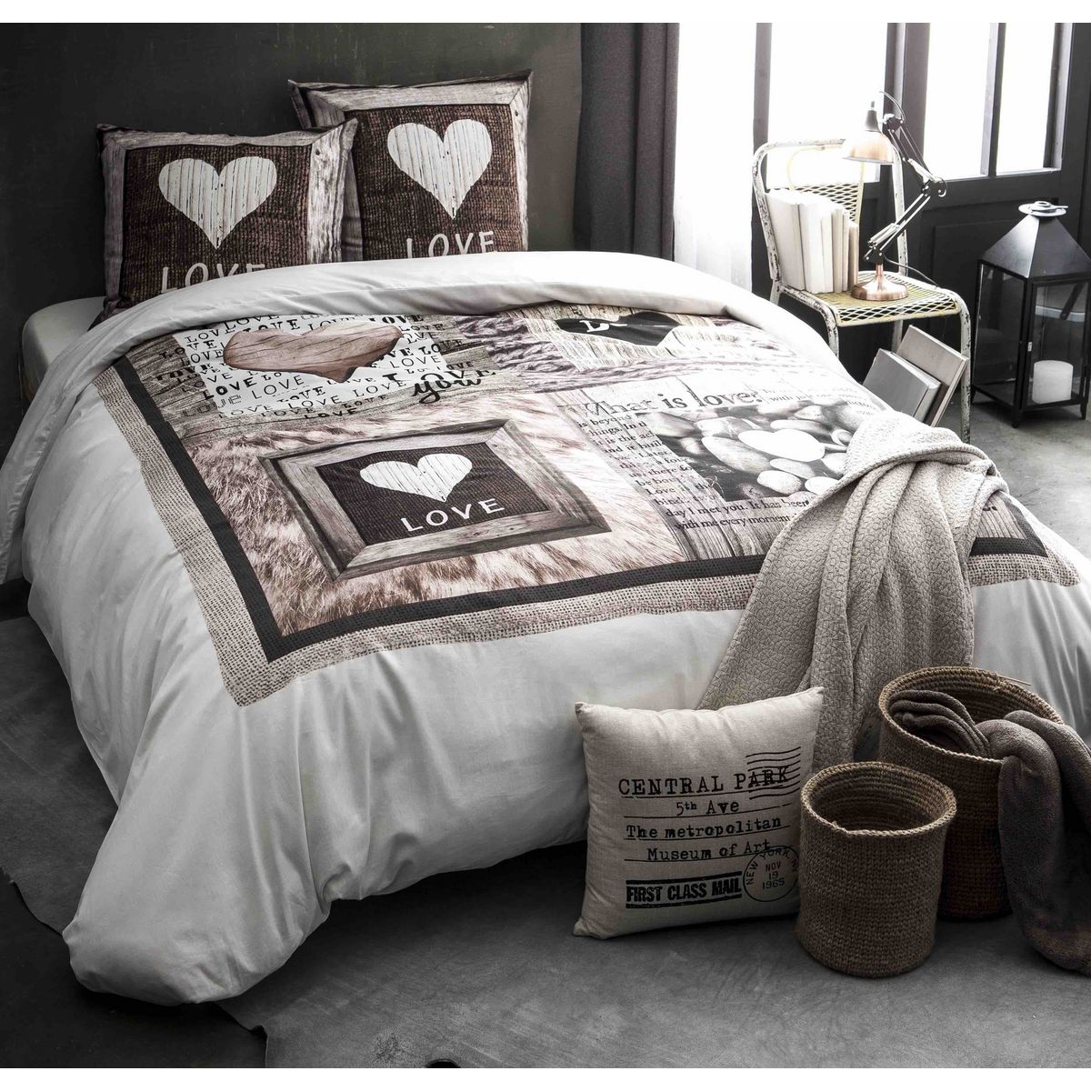 Parure housse de couette en pur coton WOOL