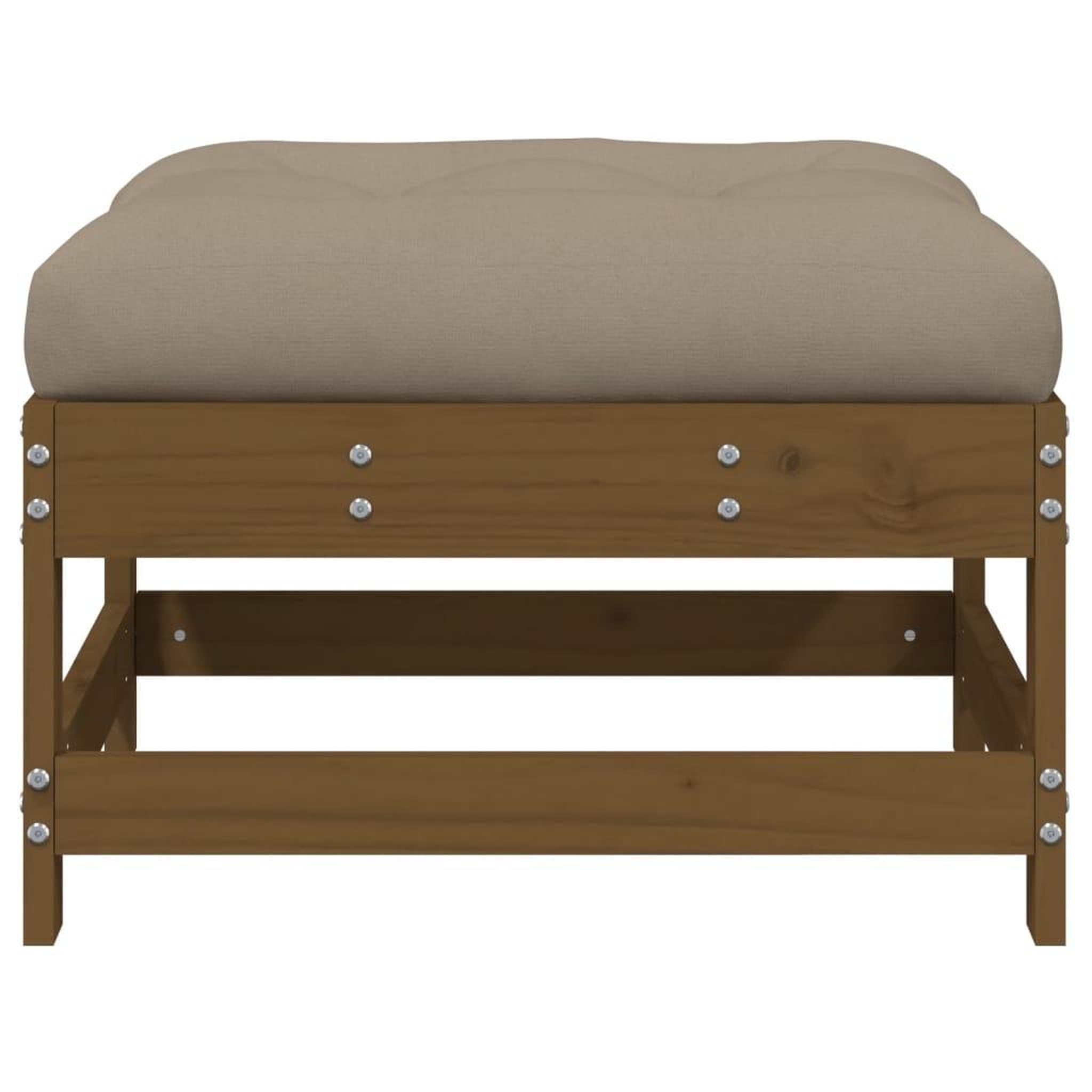 Voir la diapositive 3 : VIDAXL Repose-pied de jardin et coussin marron miel bois de pin massif