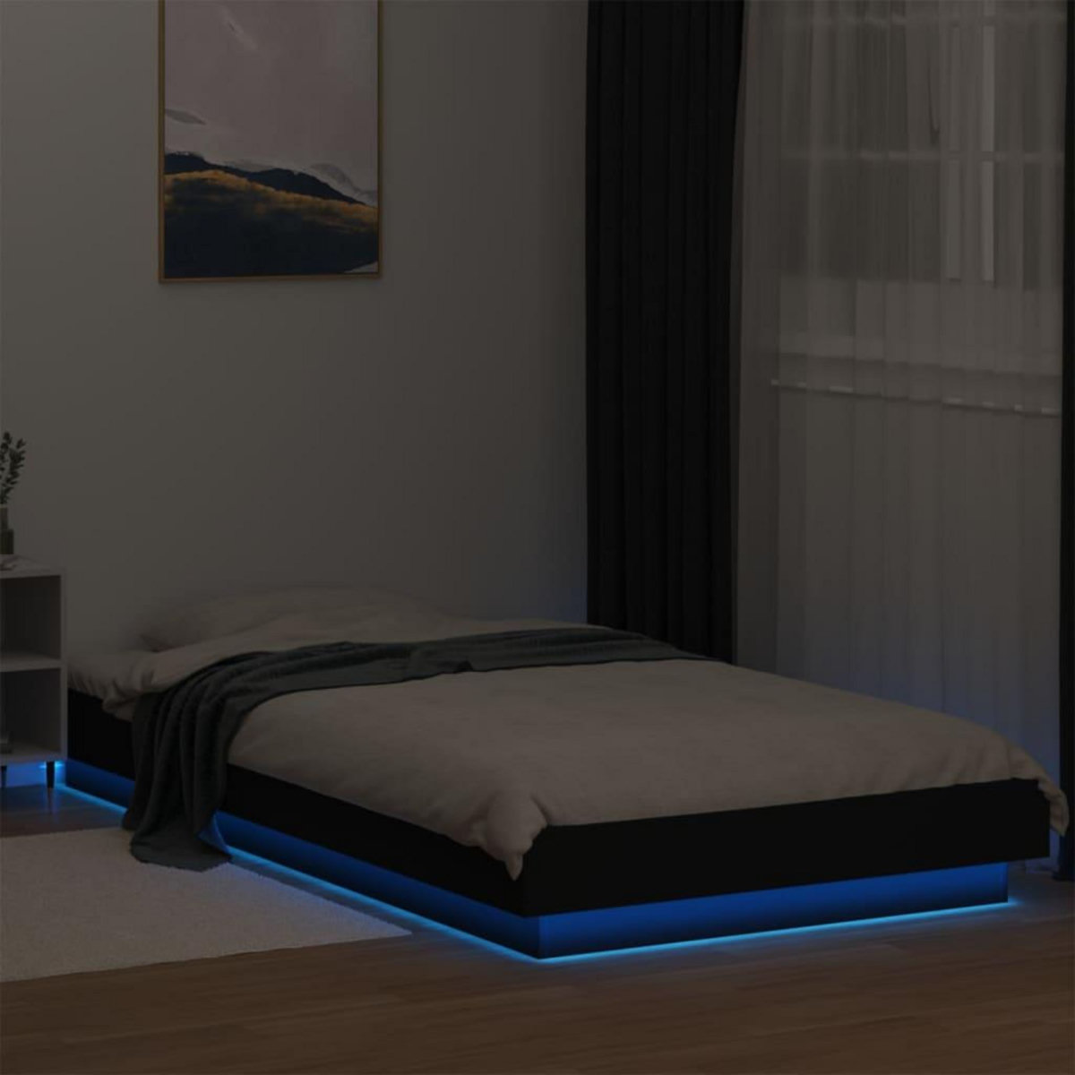 VIDAXL Cadre de lit avec lumieres LED sans matelas noir 90x200 cm