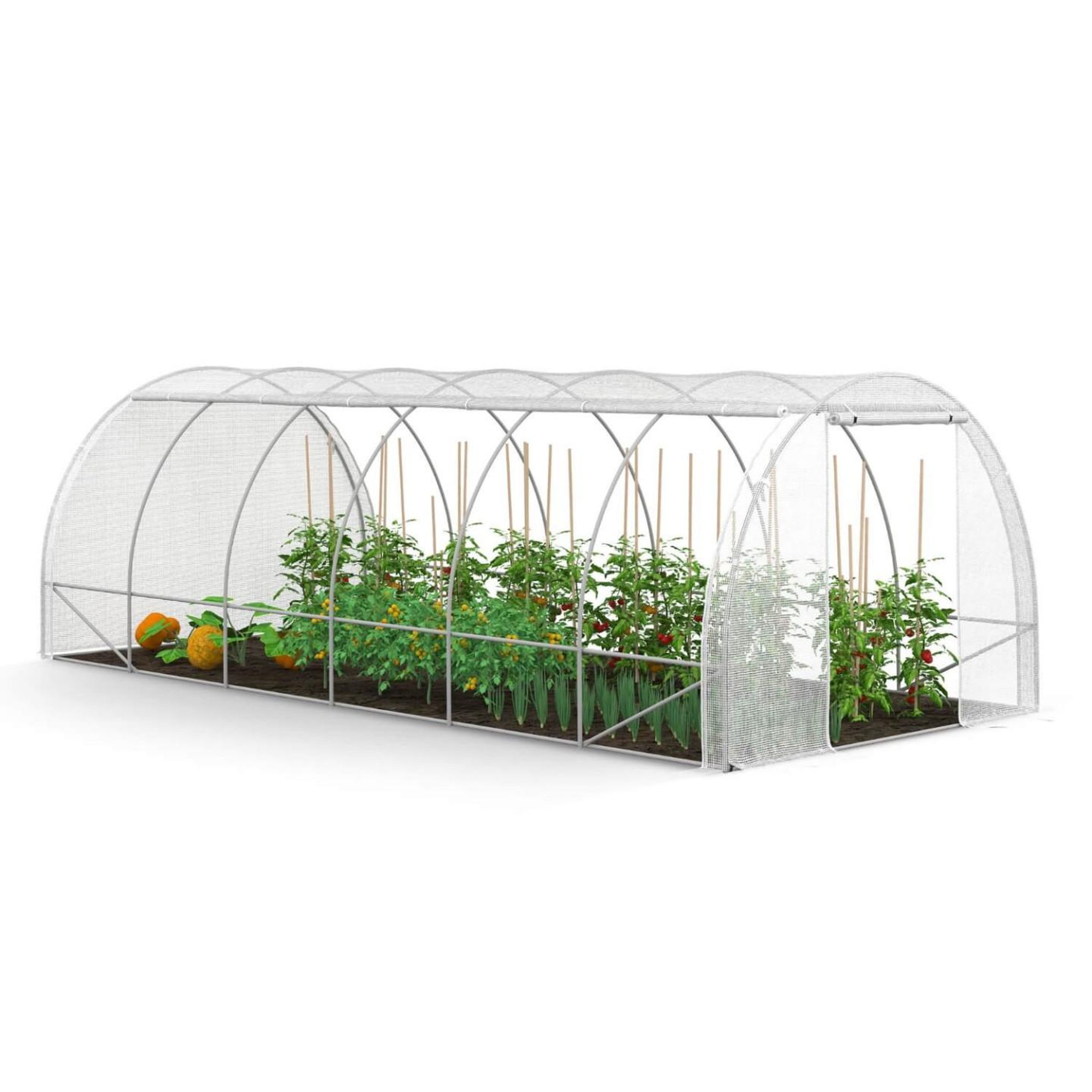 Voir la diapositive 3 : ID MARKET Bâche de rechange pour serre de jardin tunnel 18m² 6 x 3 x 2 m anti-UV avec porte et fenêtres CRIMÉE blanche toutes saisons
