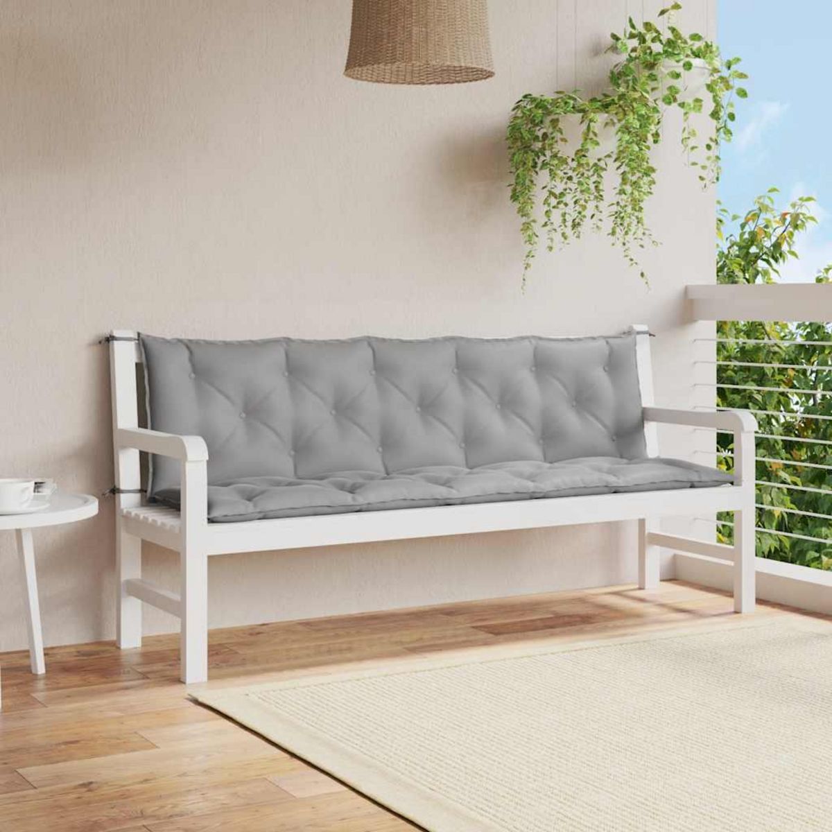 VIDAXL Coussin de banc de jardin gris 180x(50+50)x7 cm tissu oxford