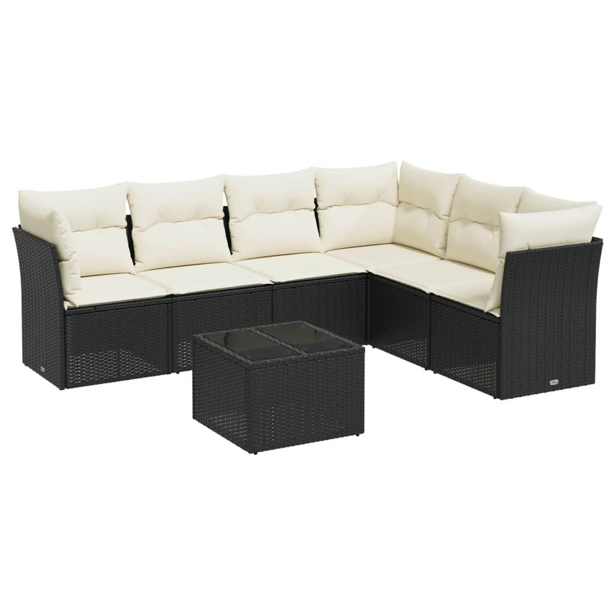 Voir la diapositive 2 : VIDAXL Salon de jardin 7 pcs avec coussins noir resine tressee