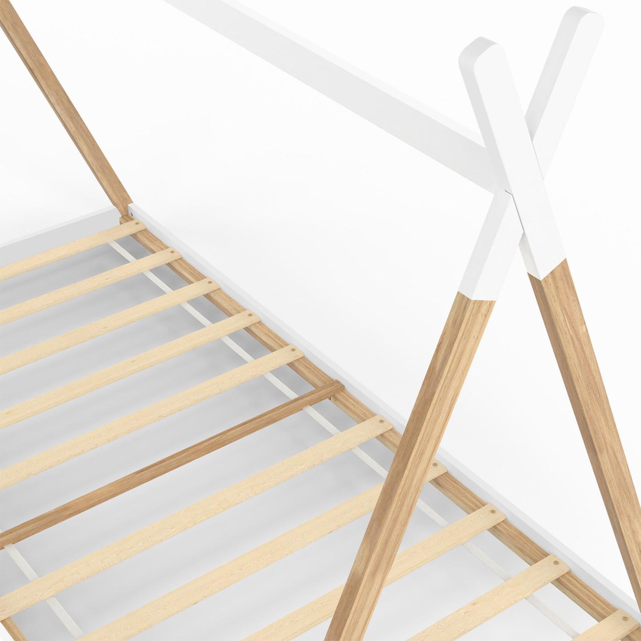 Voir la diapositive 5 : ID MARKET Lit tipi enfant 90 x 190 cm come avec sommier bois et blanc