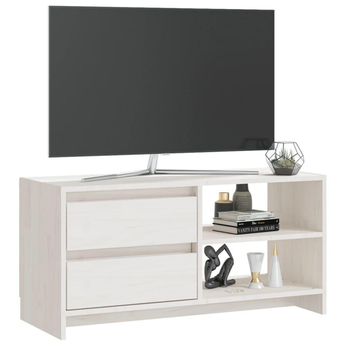 VIDAXL Meuble TV Blanc 80x31x39 cm Bois de pin massif