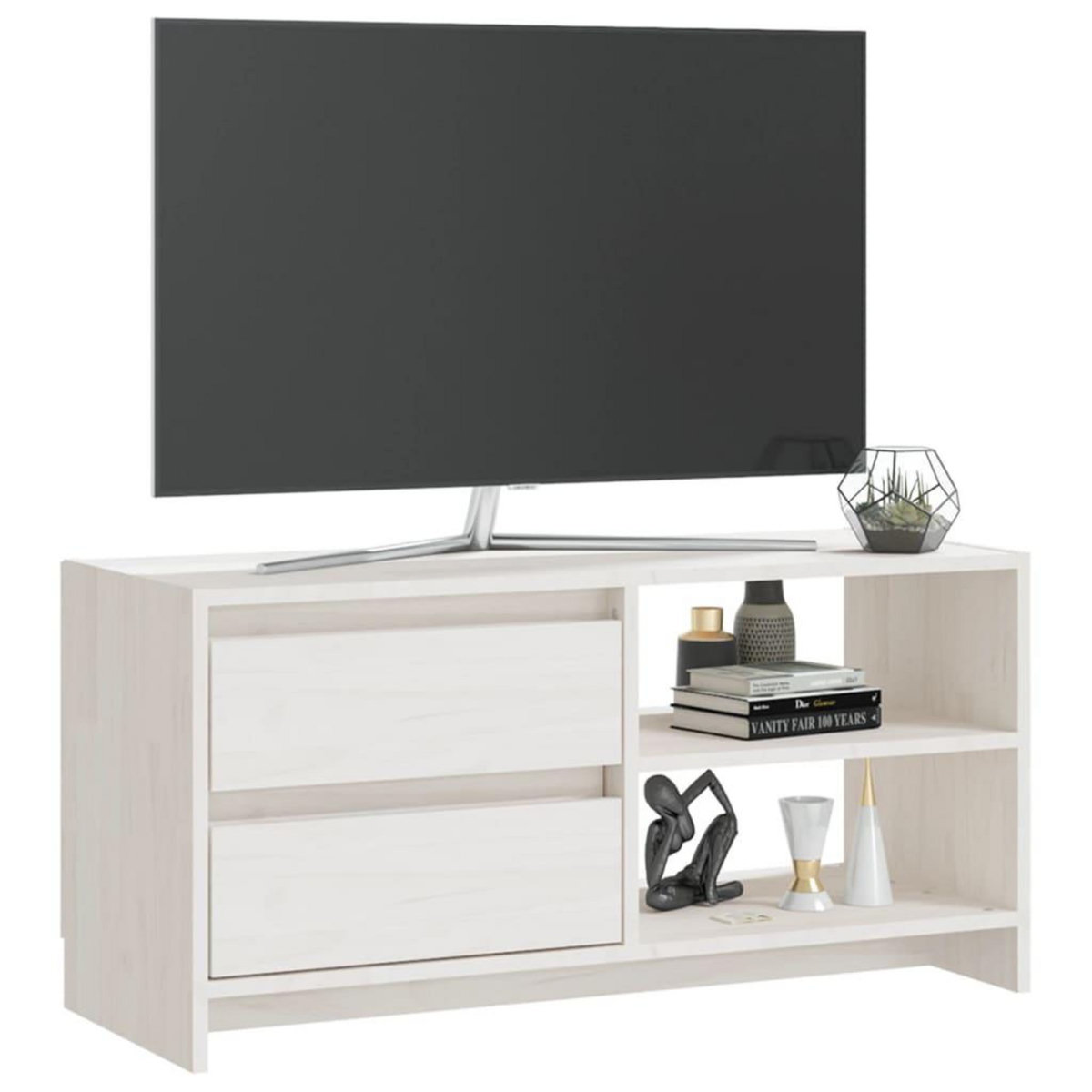 VIDAXL Meuble TV Blanc 80x31x39 cm Bois de pin massif