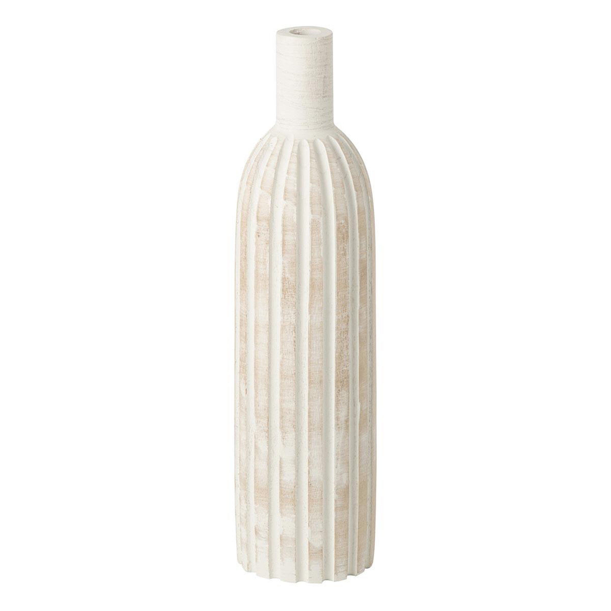 J-LINE Vase bouteille en bois  marek  56cm blanc